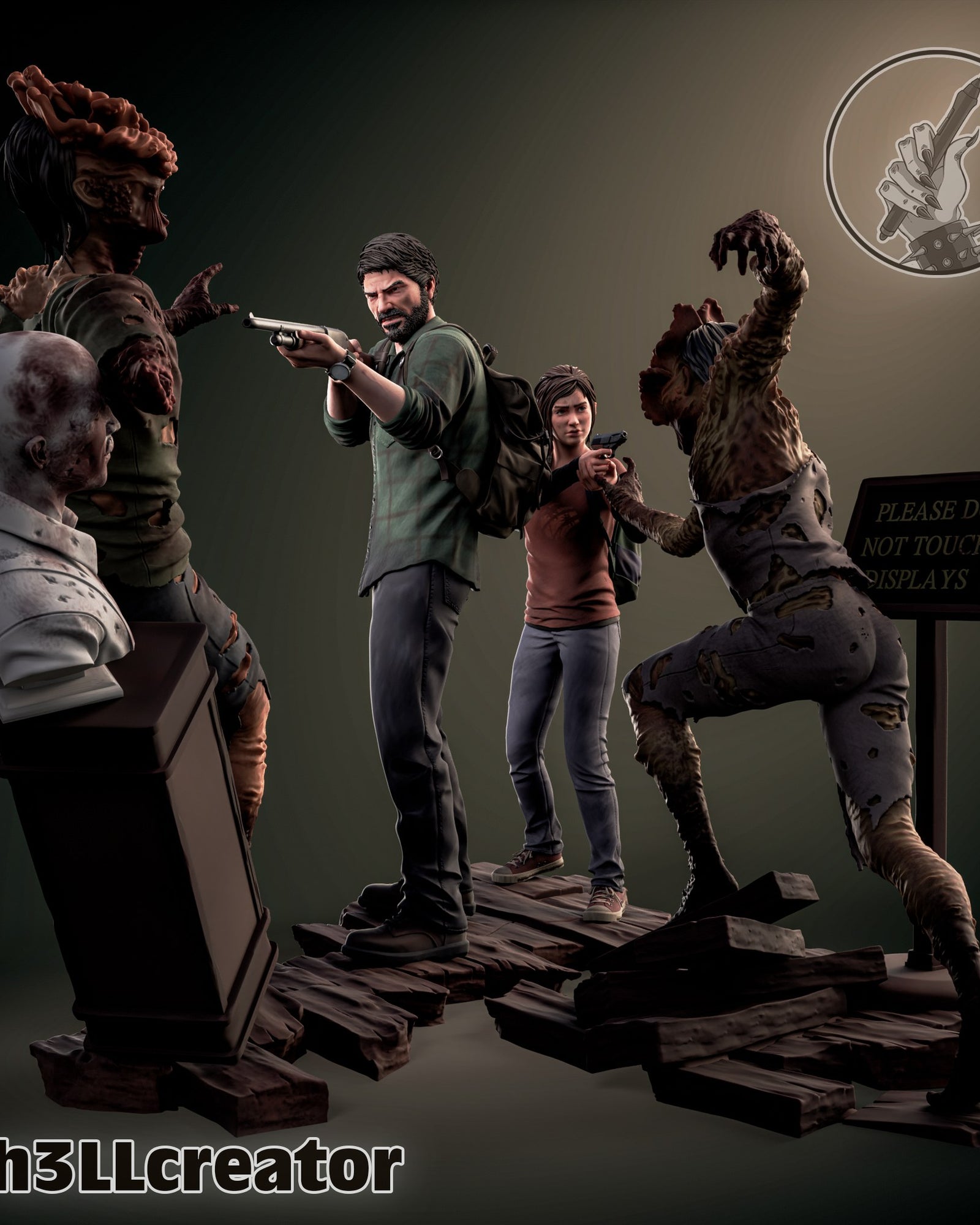 Joel and Ellie (The Last of Us) resin figure by h3LLcreator — studio render 2