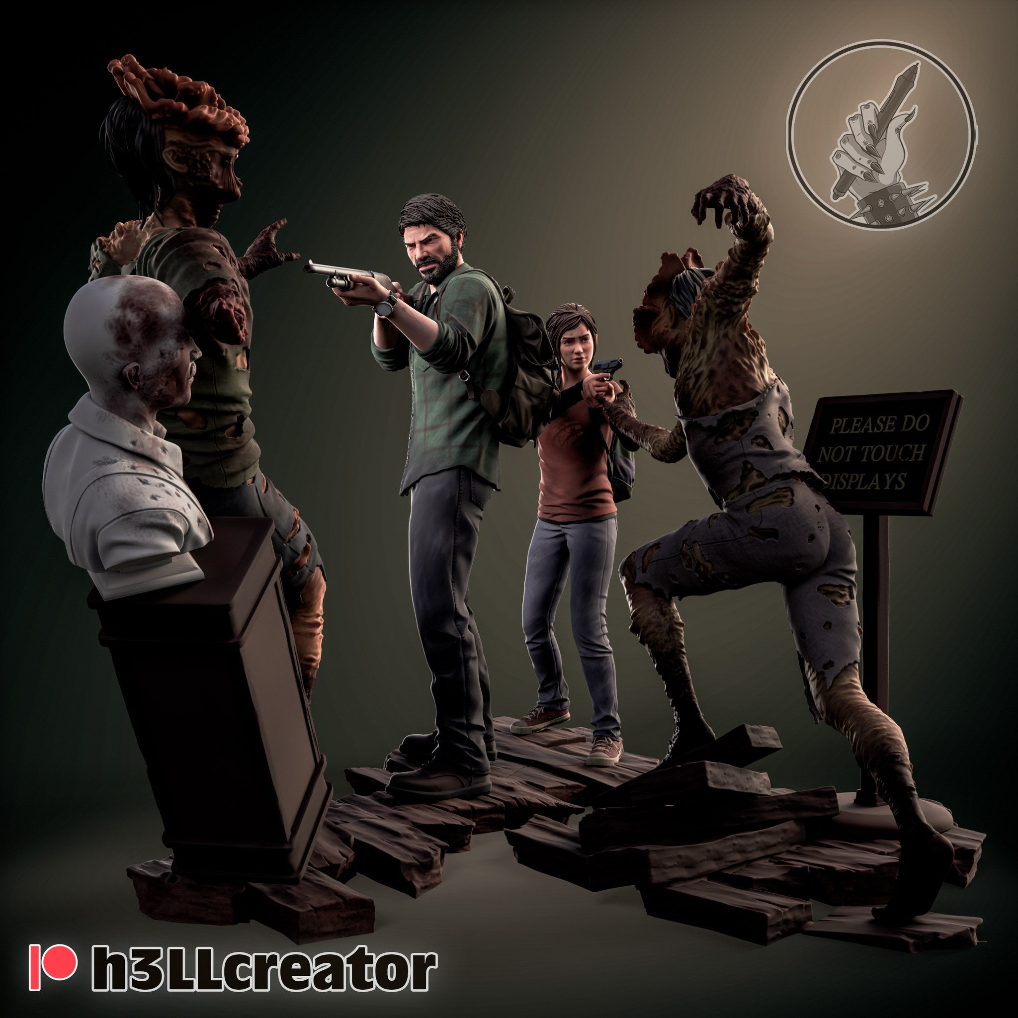 Joel and Ellie (The Last of Us) resin figure by h3LLcreator — studio render 2
