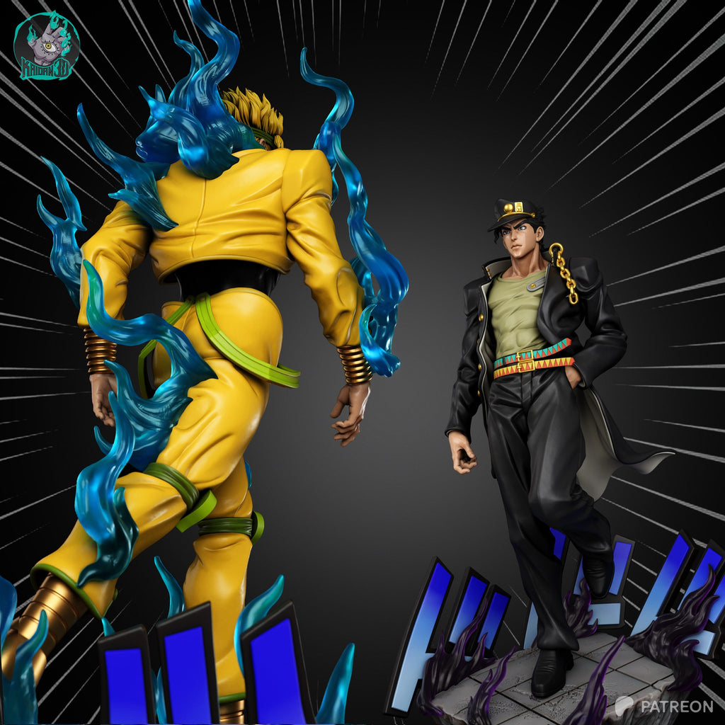 Jotaro Kujo and Dio Brando (Jojo's Bizarre Adventure) resin figure by Kaidan 3D — studio render 1