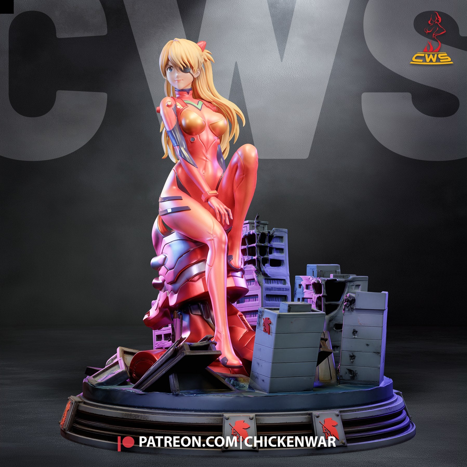 Asuka Langley (Evangelion) resin figure by CW Studio — studio render 1
