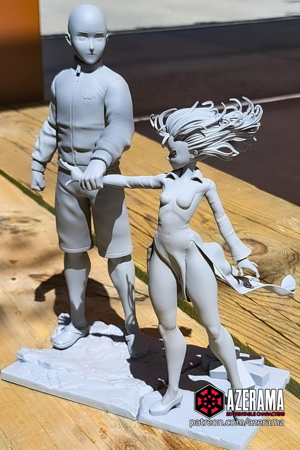 Saitama and Tatsumaki (One Punch Man) resin figure by Azerama — studio render 3