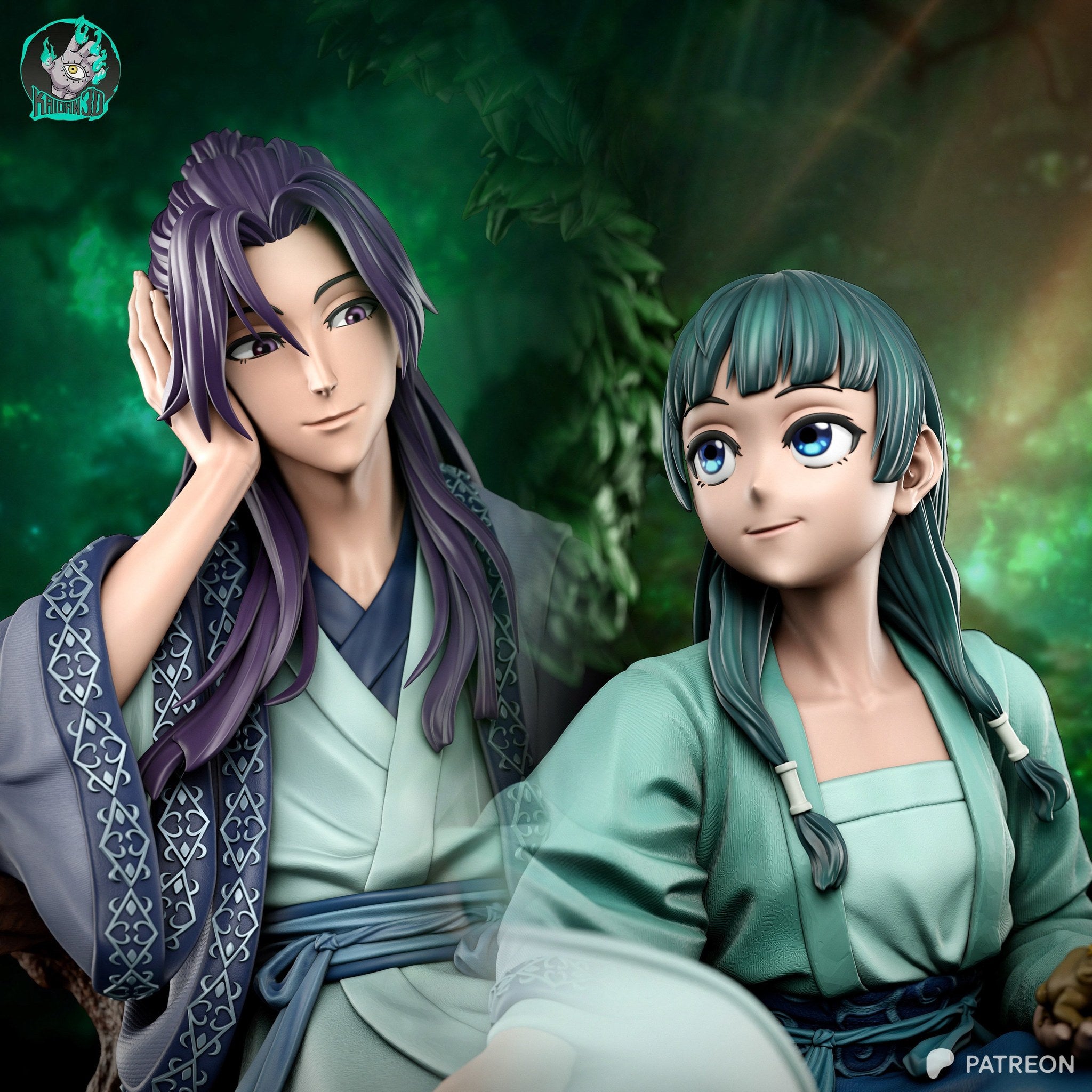 Jinshi and Maomao (The Apothecary Diaries) resin figure by Kaidan 3D — studio render 1
