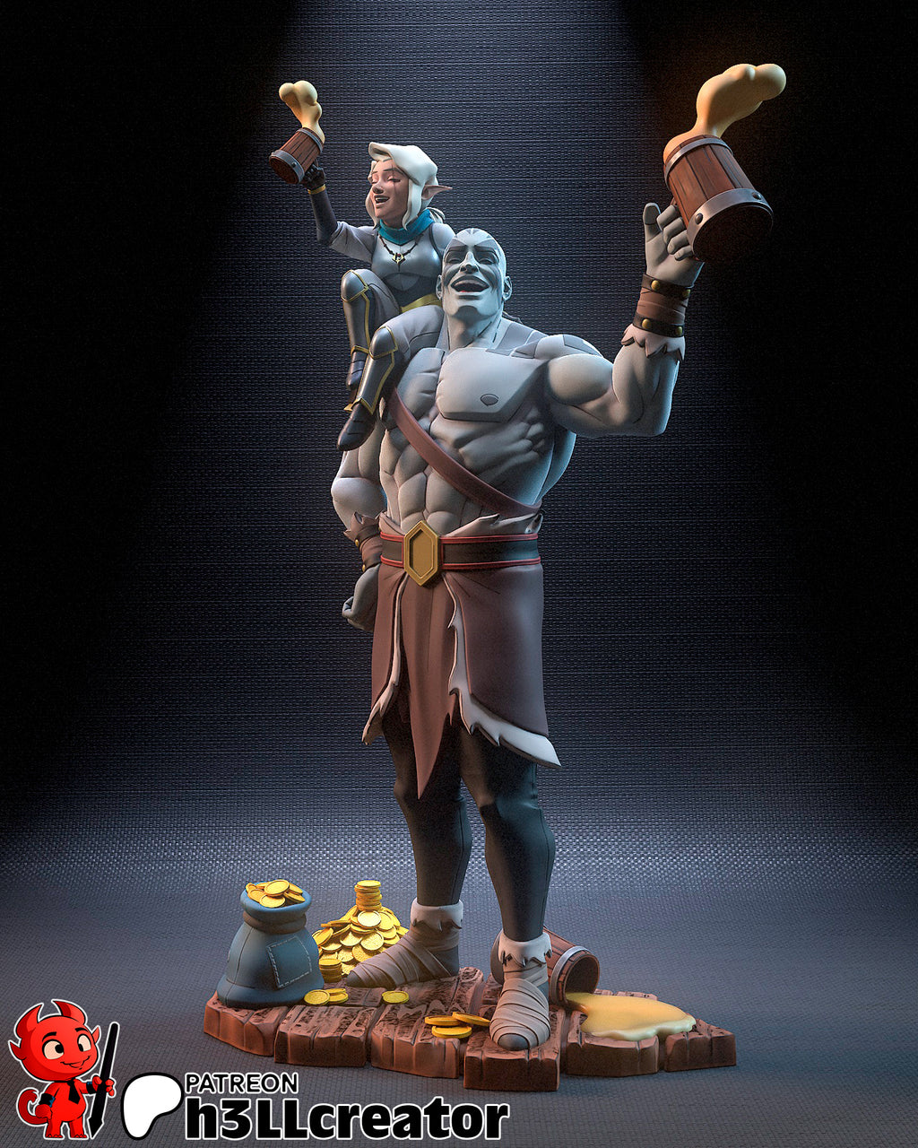 Grog and Pike (Critical Role) resin figure by h3LLcreator — studio render 2