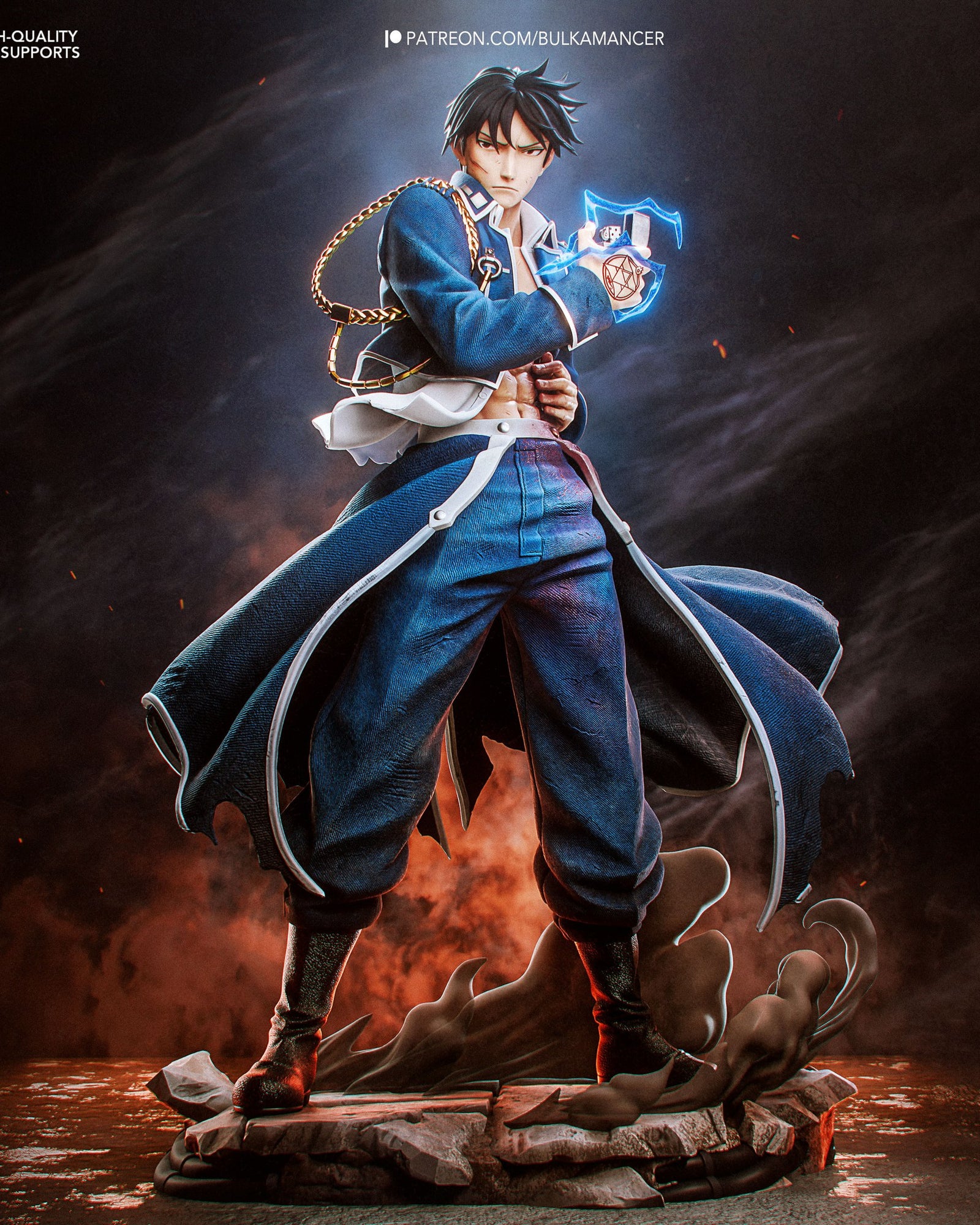 Roy Mustang (Fullmetal Alchemist) resin figure by Bulkamancer — studio render 2