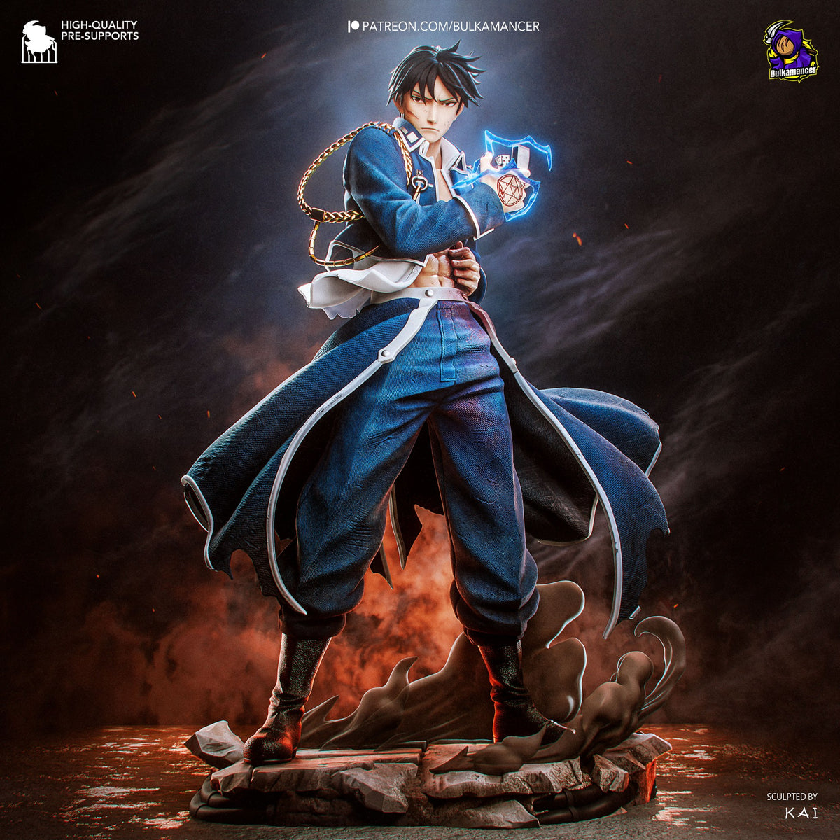 Roy Mustang (Fullmetal Alchemist) resin figure by Bulkamancer — studio render 2