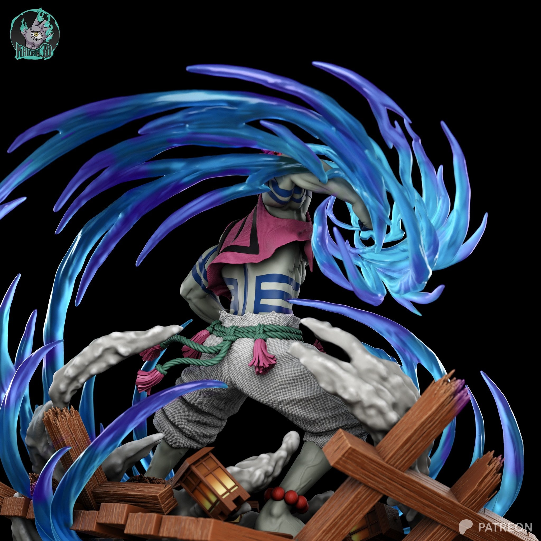Akaza (Demon Slayer) resin figure by Kaidan 3D — studio render 4