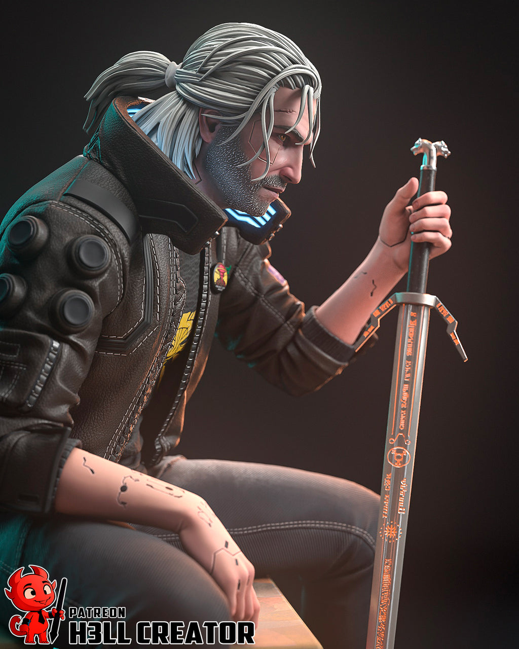 Geralt of Rivia (The Witcher) resin figure by h3LLcreator — studio render 8