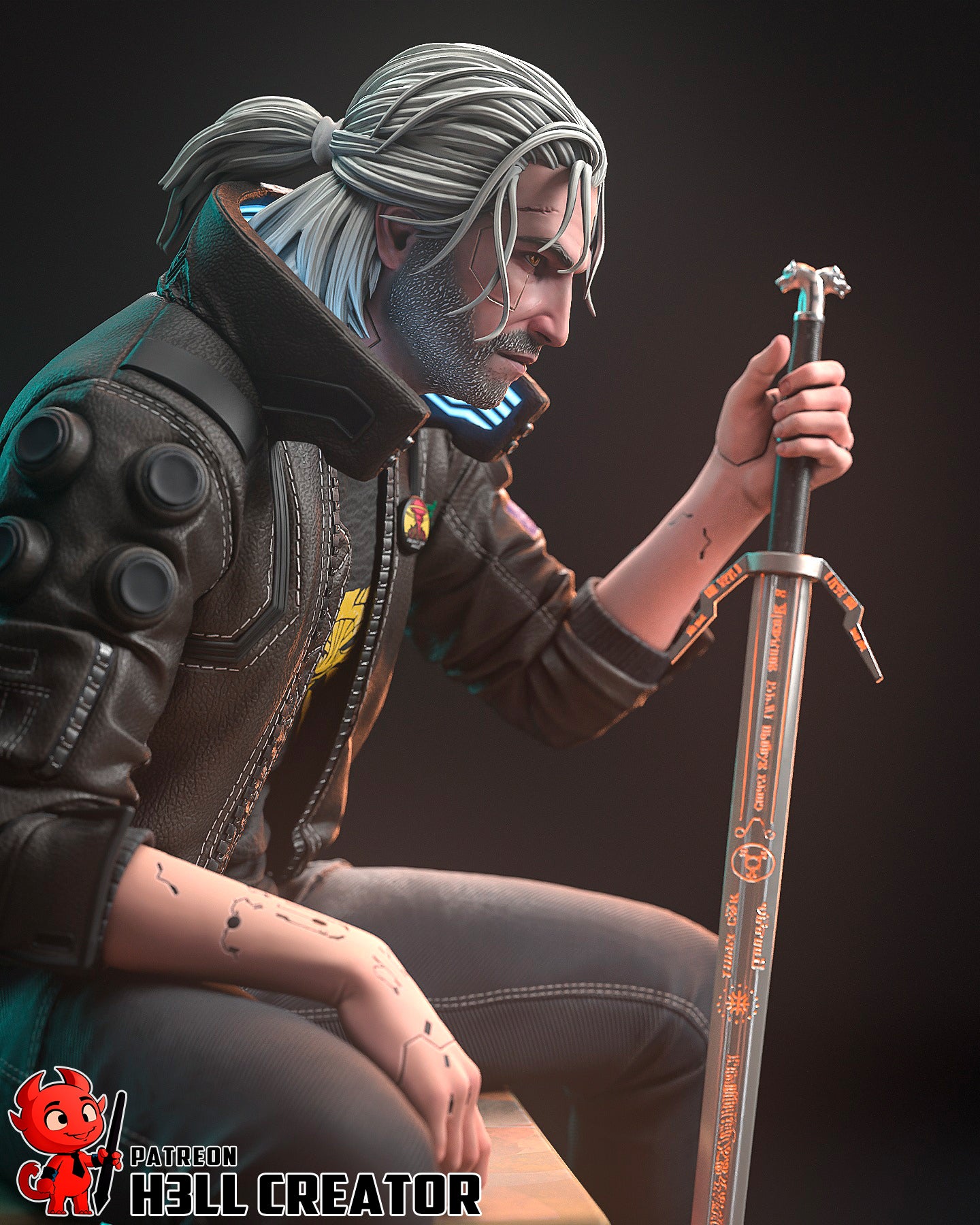Geralt of Rivia (The Witcher) resin figure by h3LLcreator — studio render 8