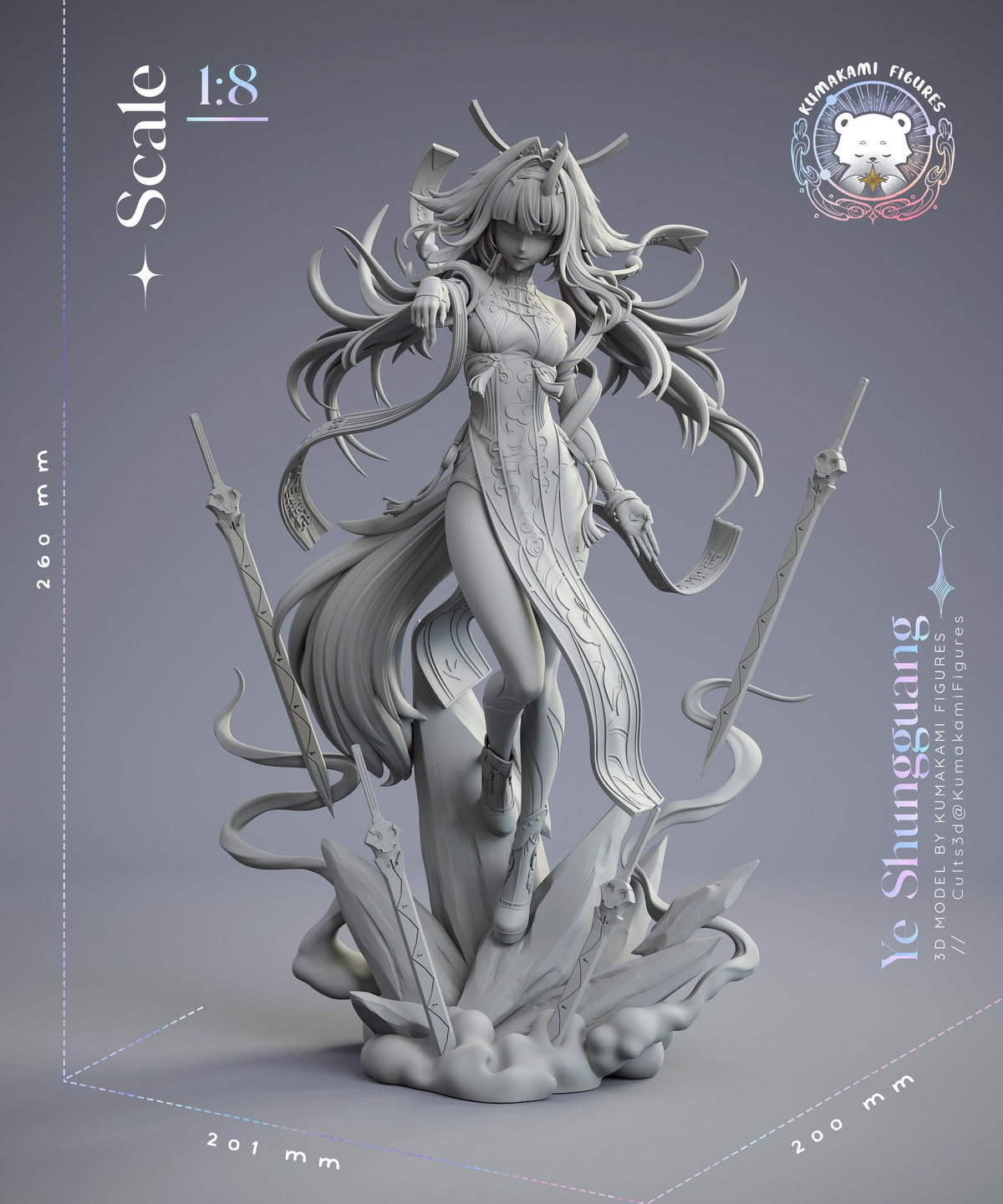 Ye Shunguang (Zenless Zone Zero) resin figure by KumakamiFigures — studio render 7