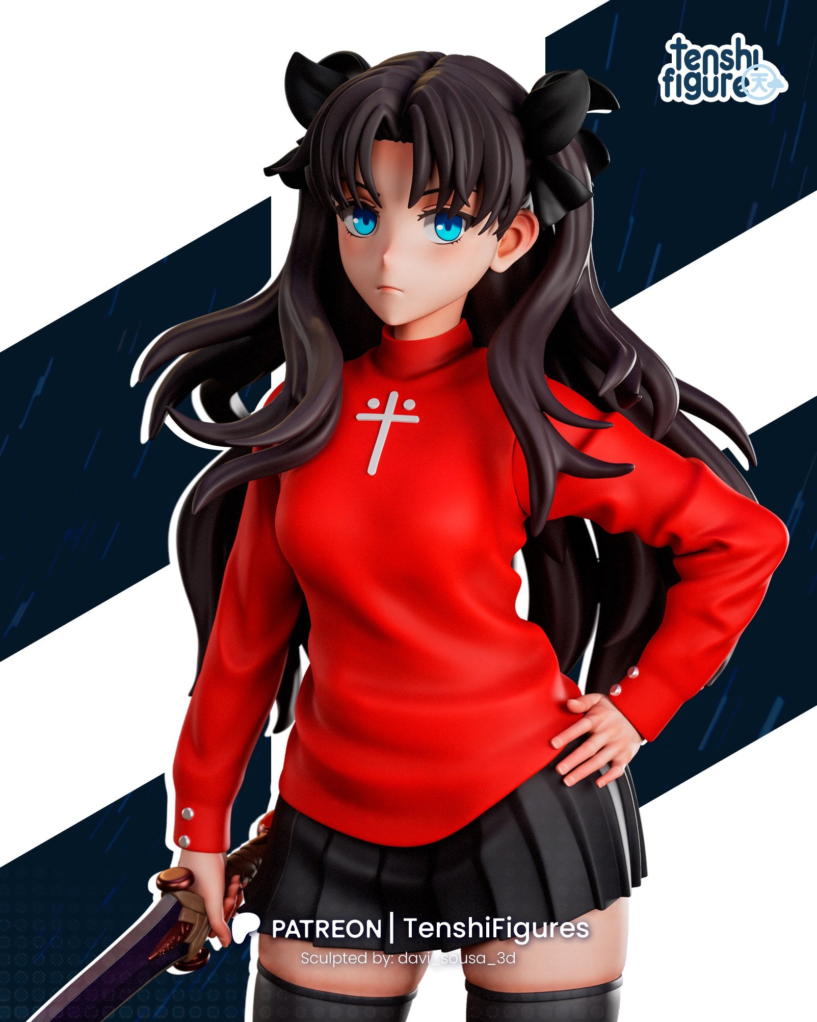 Rin Tohsaka (Fate) resin figure by Tenshi Figures — studio render 1