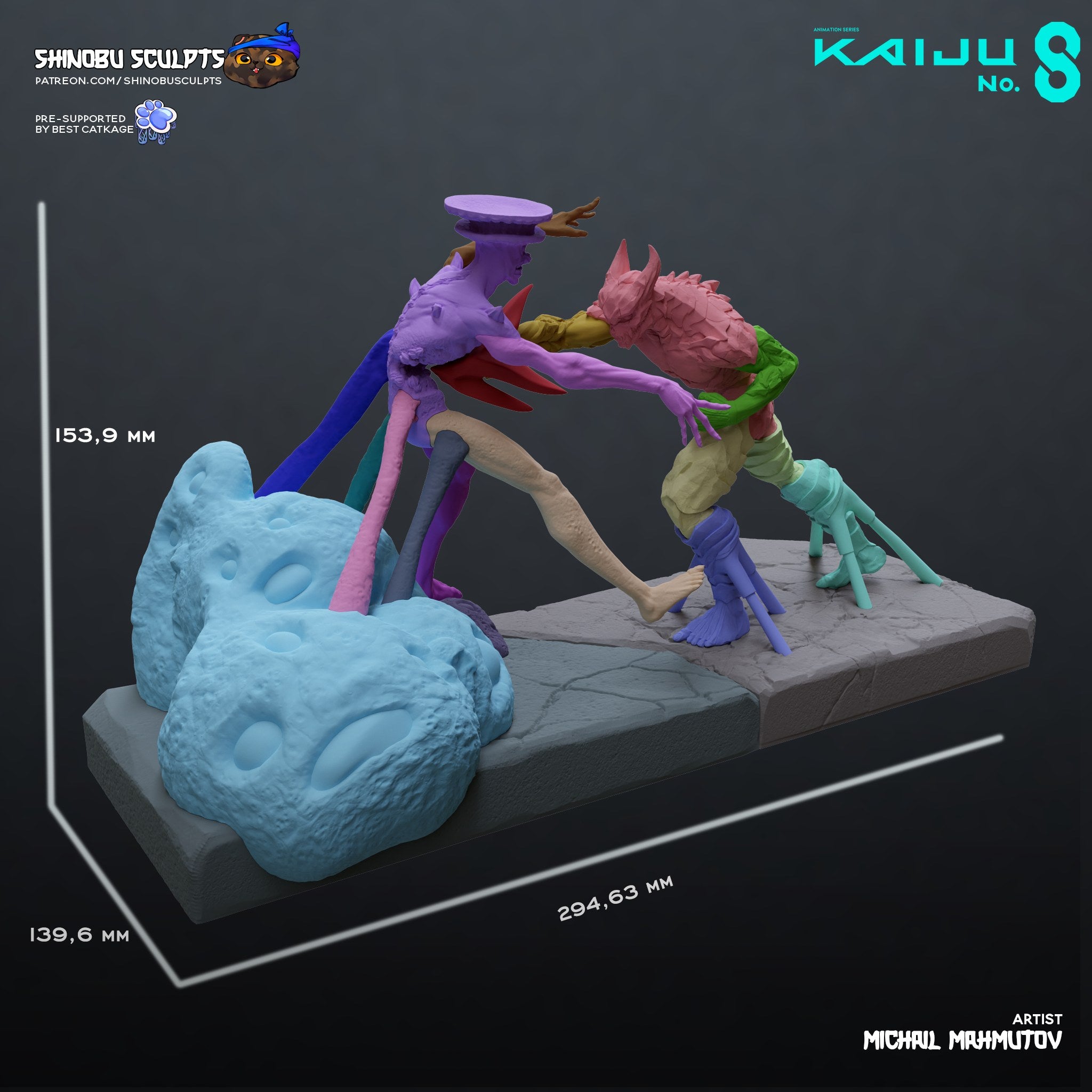 Kaiju No. 8 + Kaiju No. 9 (Kaiju No. 8) resin figure by Shinobu Sculpts — studio render 8