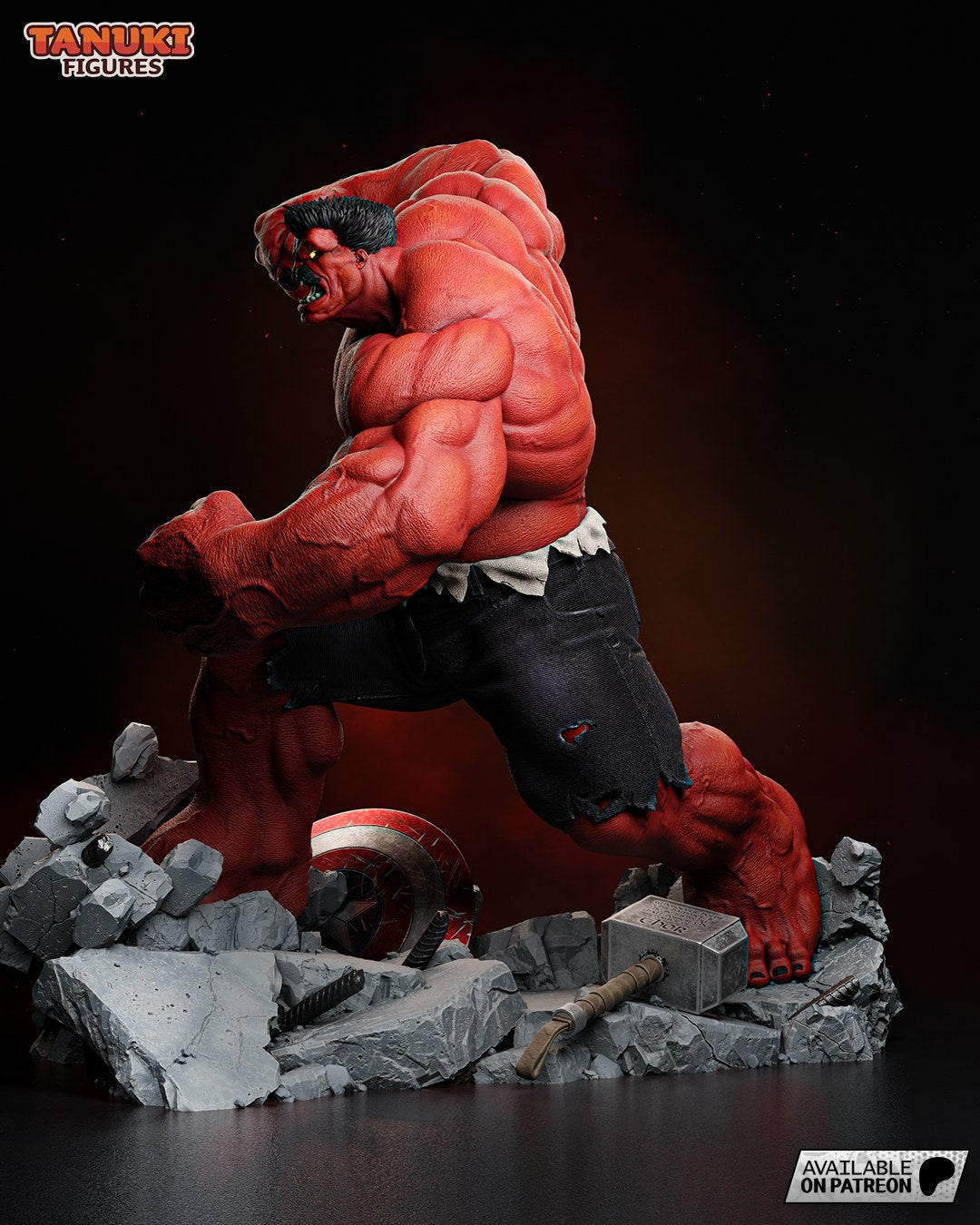 Red Hulk (Marvel) resin figure by Tanuki Figures — studio render 4