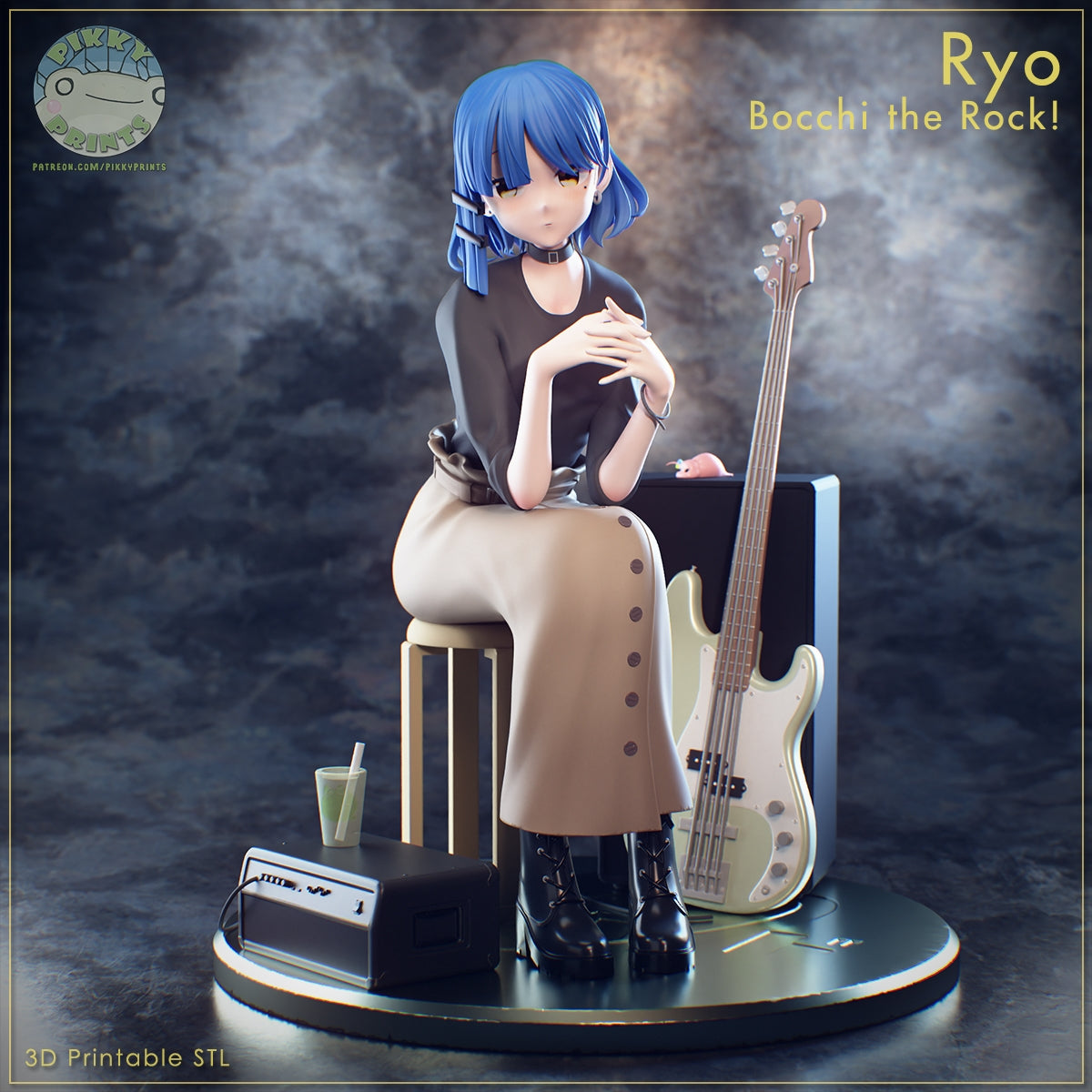 Ryo Yamada (Bocchi the Rock) resin figure by PikkyPrints — studio render 1