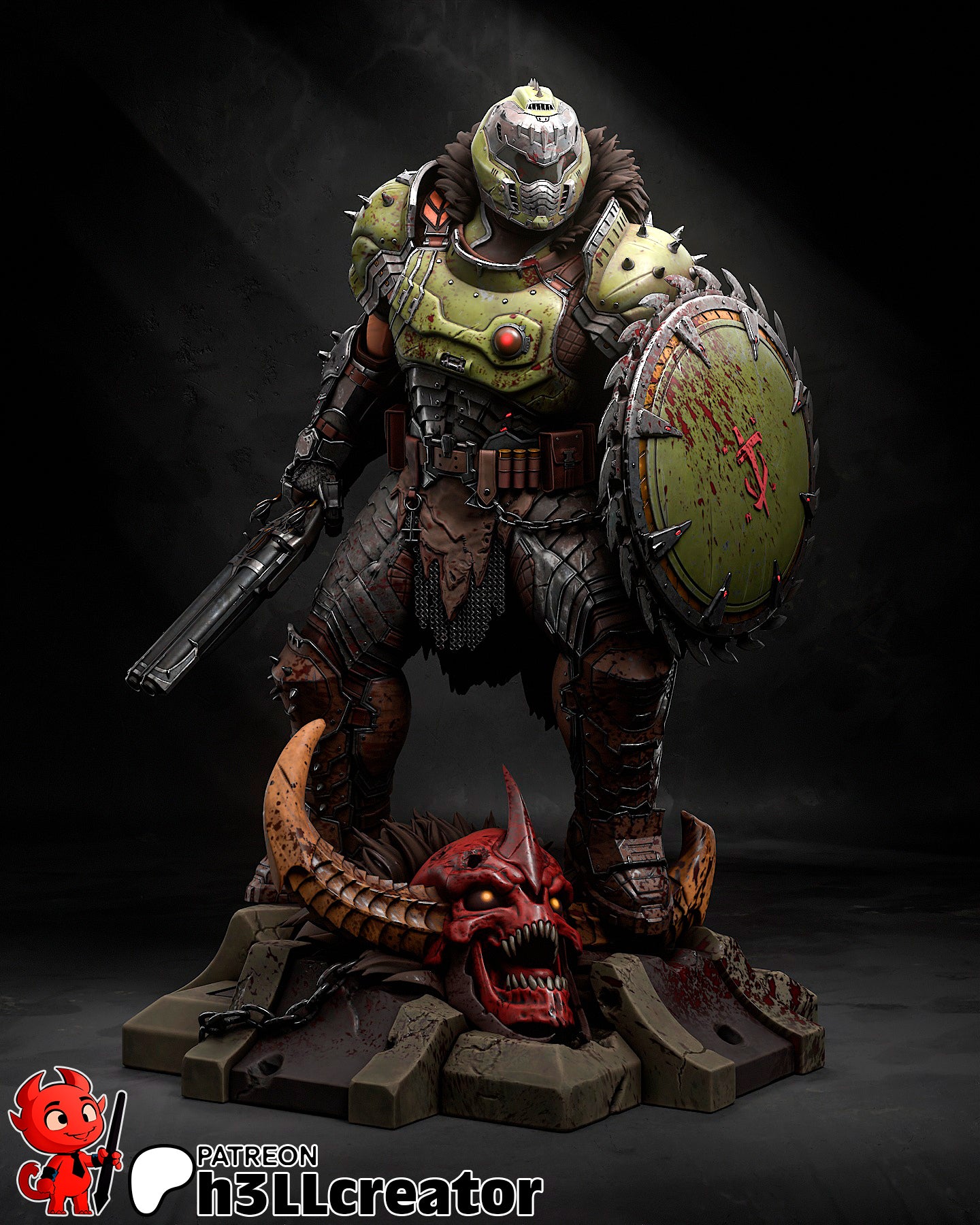 Doom Guy (Doom) resin figure by h3LLcreator — studio render 3