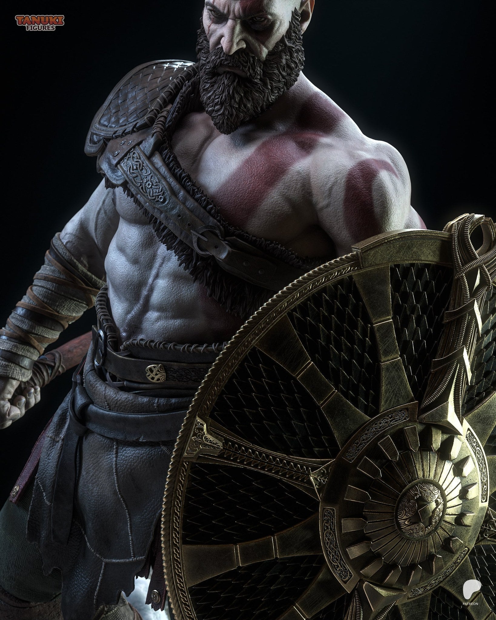 Kratos (God of War) resin figure by Tanuki Figures — studio render 4