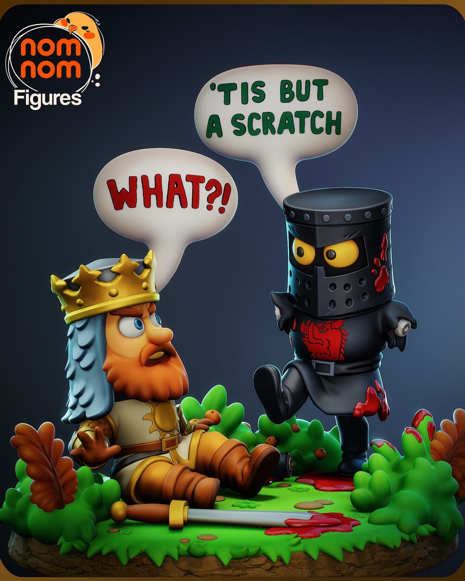 The Black Knight Monty Python and the Holy Grail Chibi resin figure by NomNom Figures — studio preview 1