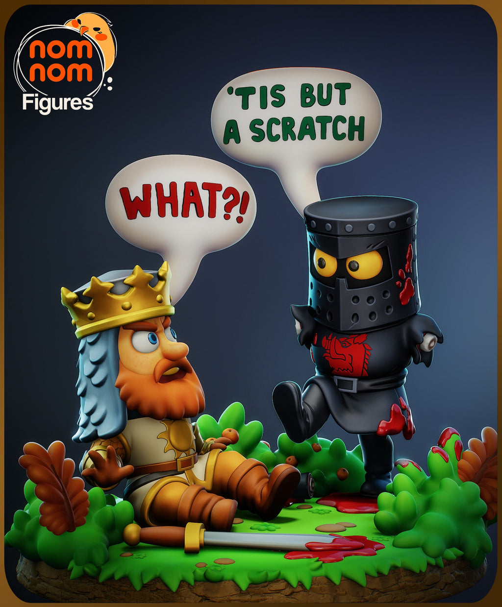 The Black Knight Monty Python and the Holy Grail Chibi resin figure by NomNom Figures — studio preview 1