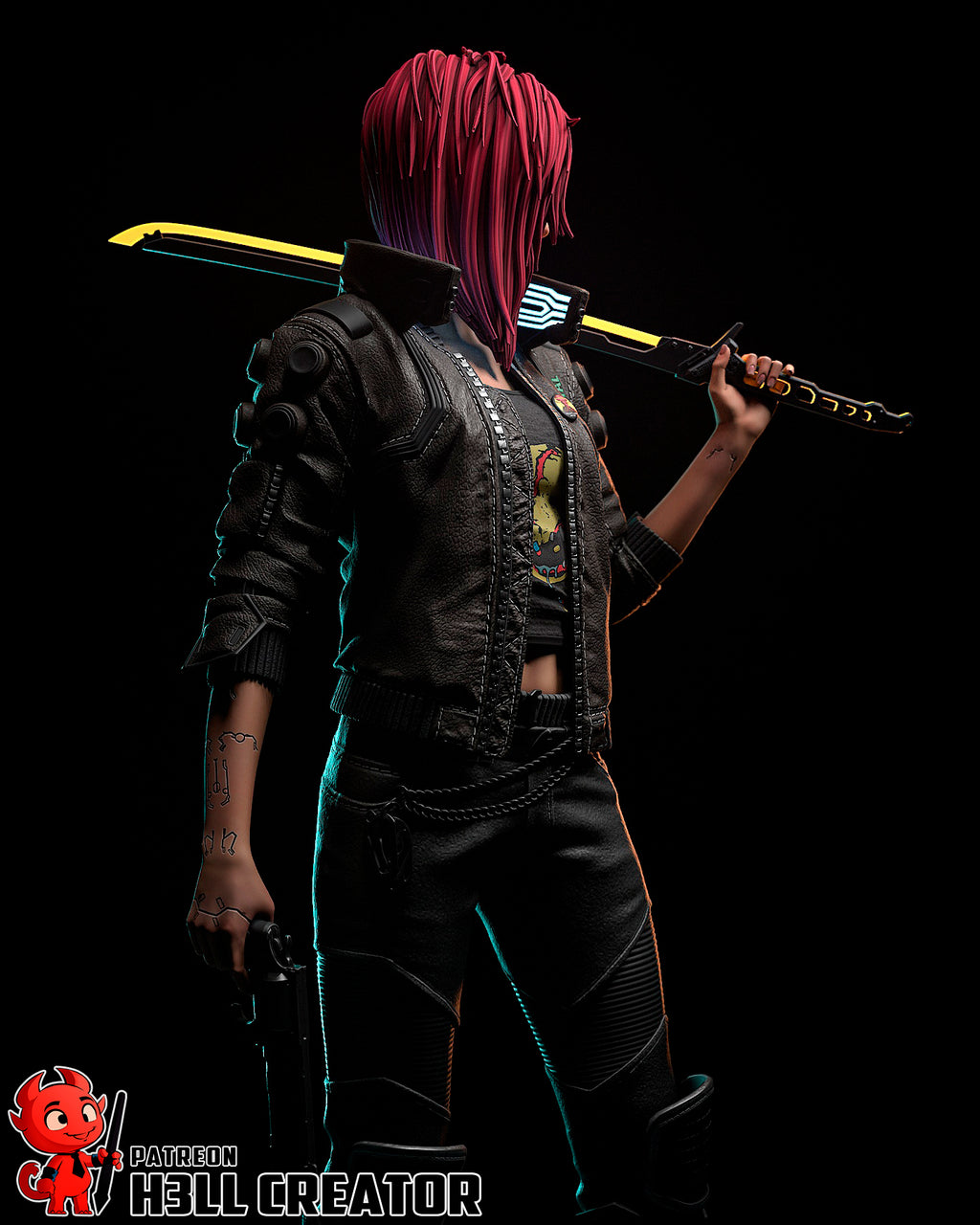 Female V (Cyberpunk 2077) resin figure by h3LLcreator — studio render 8