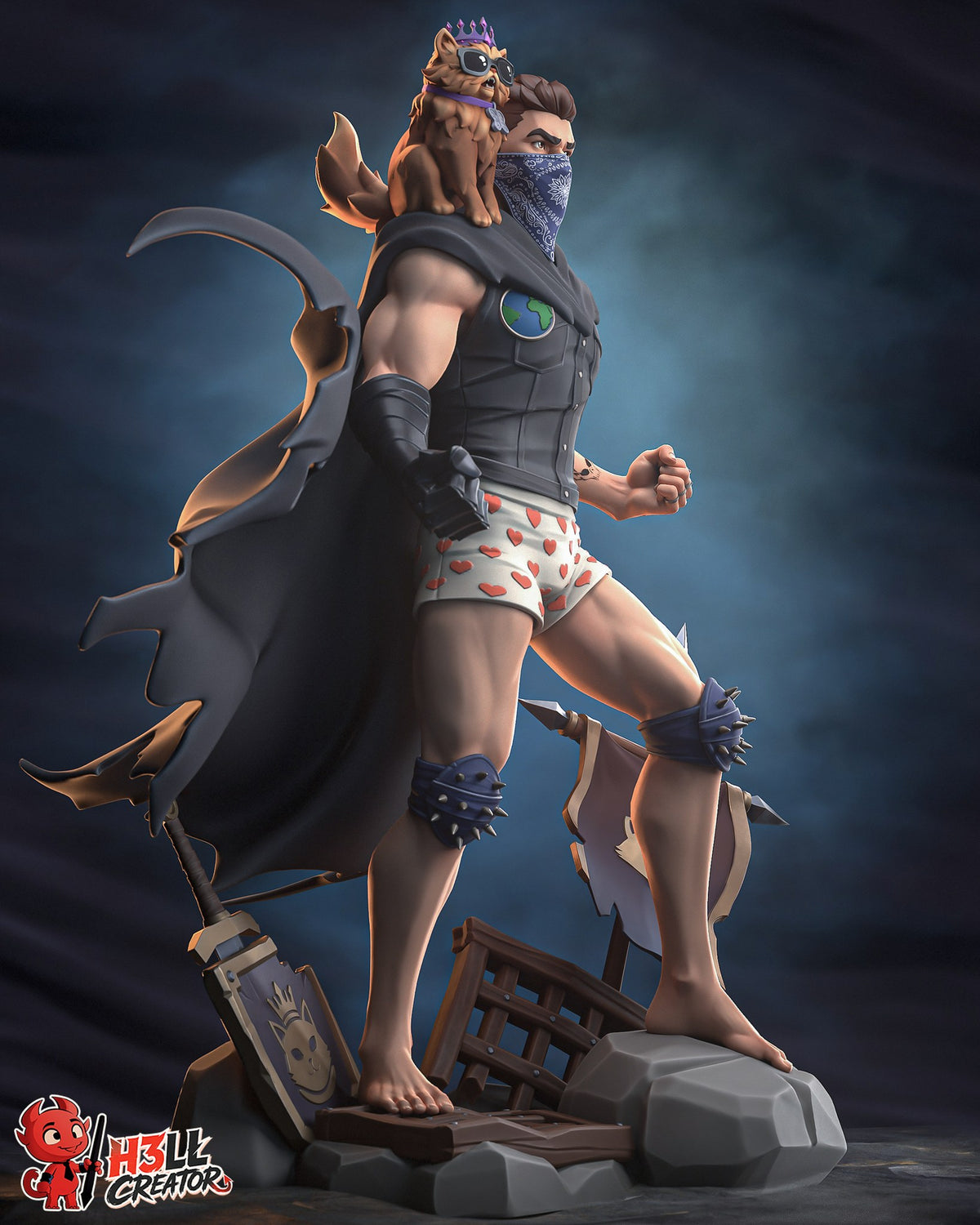 Carl and Princess Donut (Dungeon Crawler Carl) resin figure by h3LLcreator — studio render 4