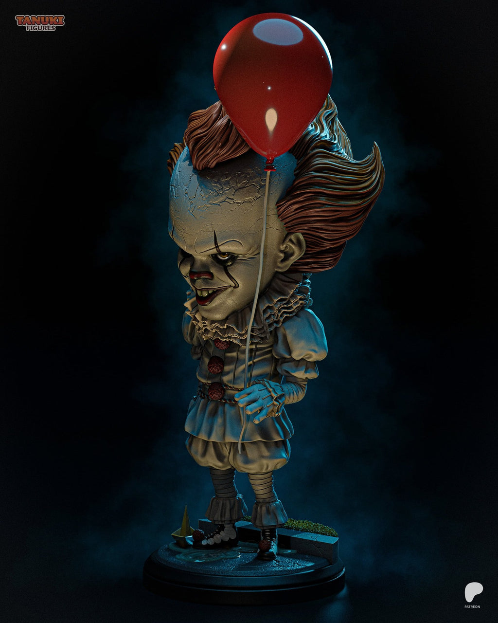 Pennywise (It) resin figure by Tanuki Figures — studio render 3