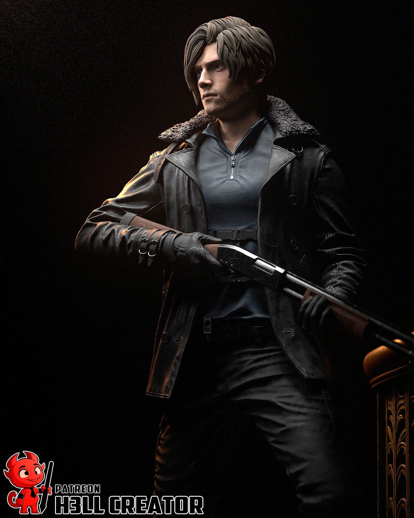 Leon S. Kennedy (Resident Evil) resin figure by h3LLcreator — studio render 6