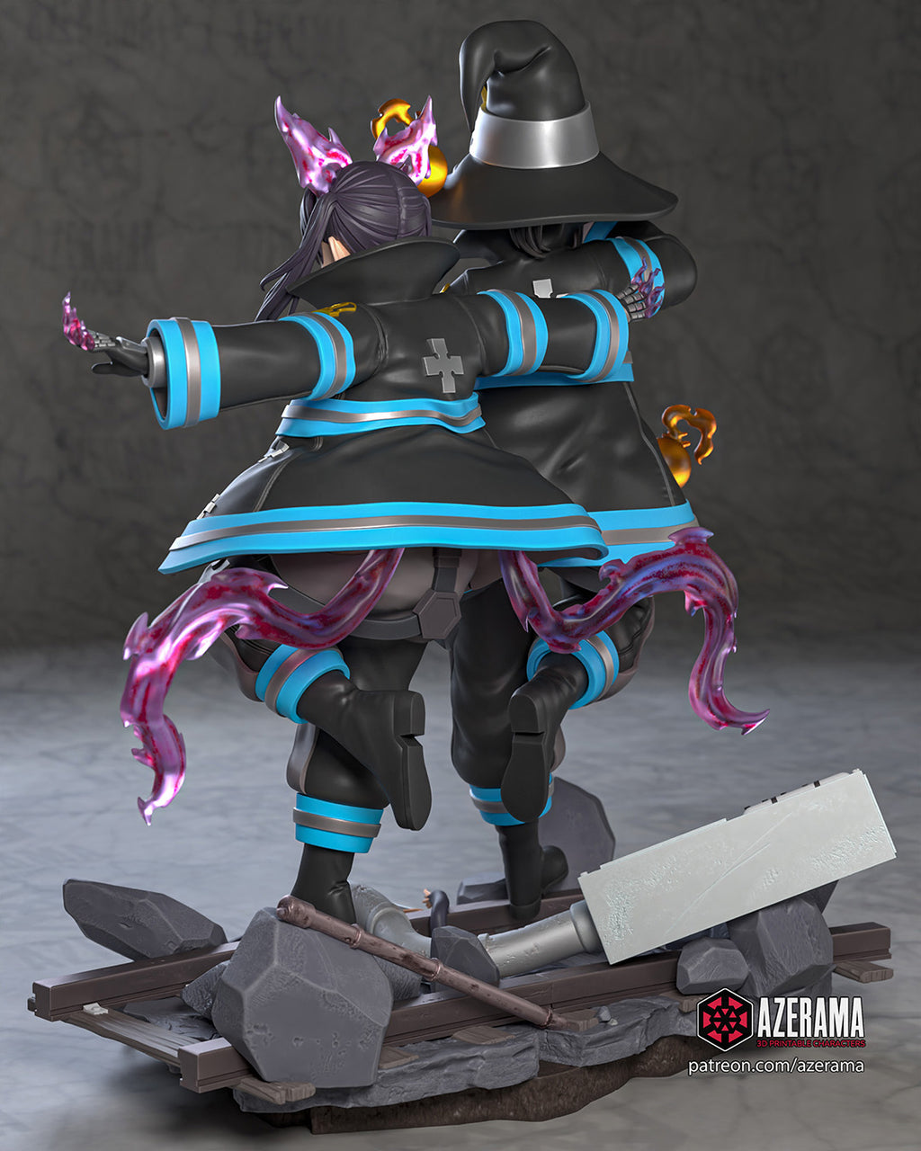 Maki and Tamaki (My Hero Academia) resin figure by Azerama — studio render 3