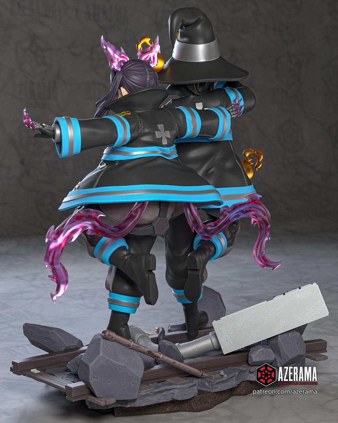 Maki and Tamaki (My Hero Academia) resin figure by Azerama — studio render 3