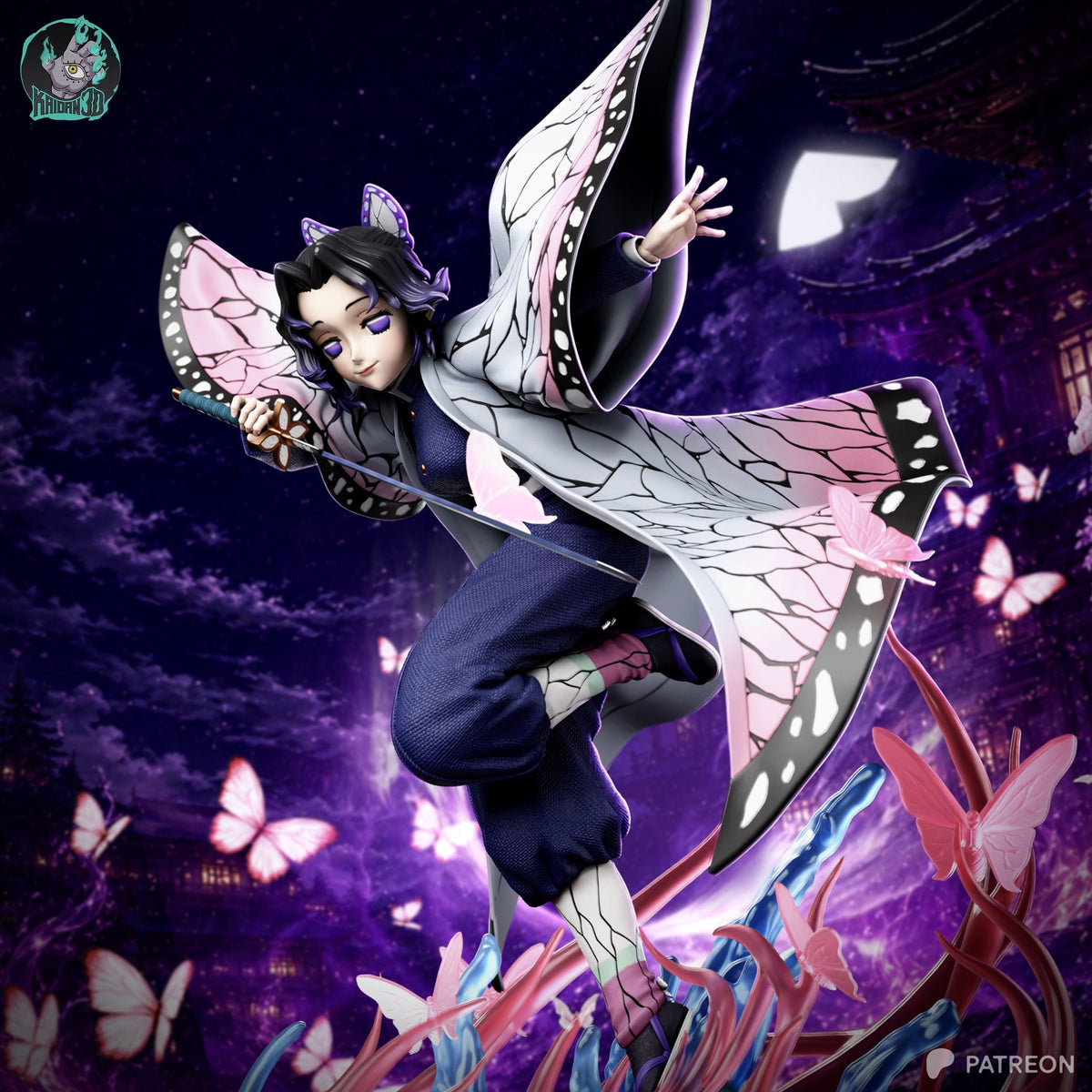 Shinobu Kocho (Demon Slayer) resin figure by Kaidan 3D — studio render 2