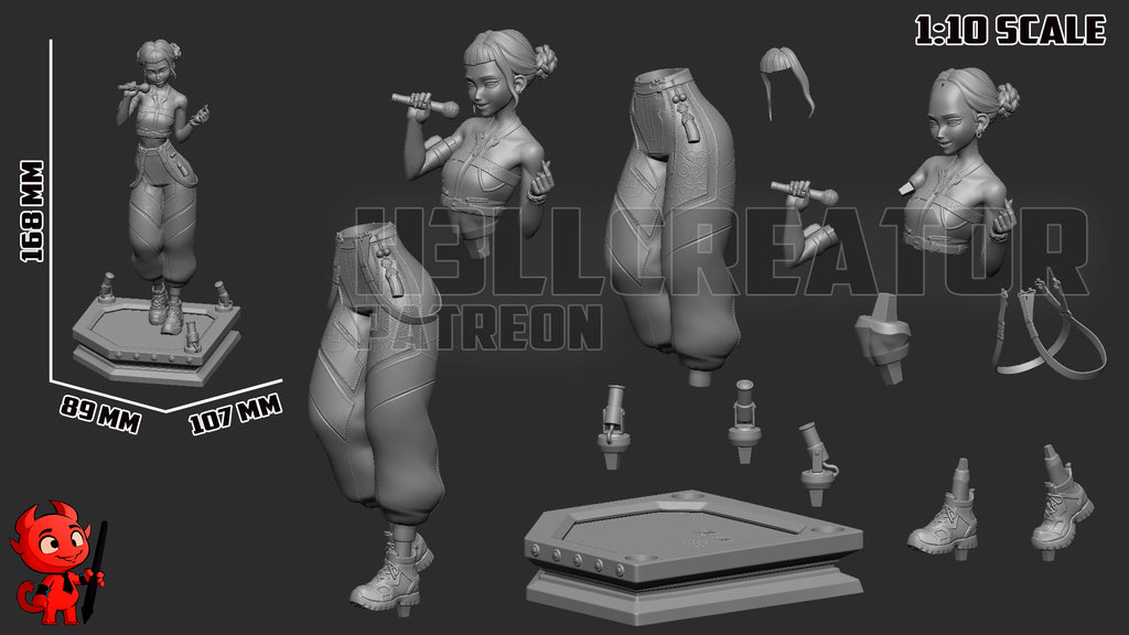 Rumi, Mira and Zoey (KPop Demon Hunters) resin figure by h3LLcreator — studio render 9