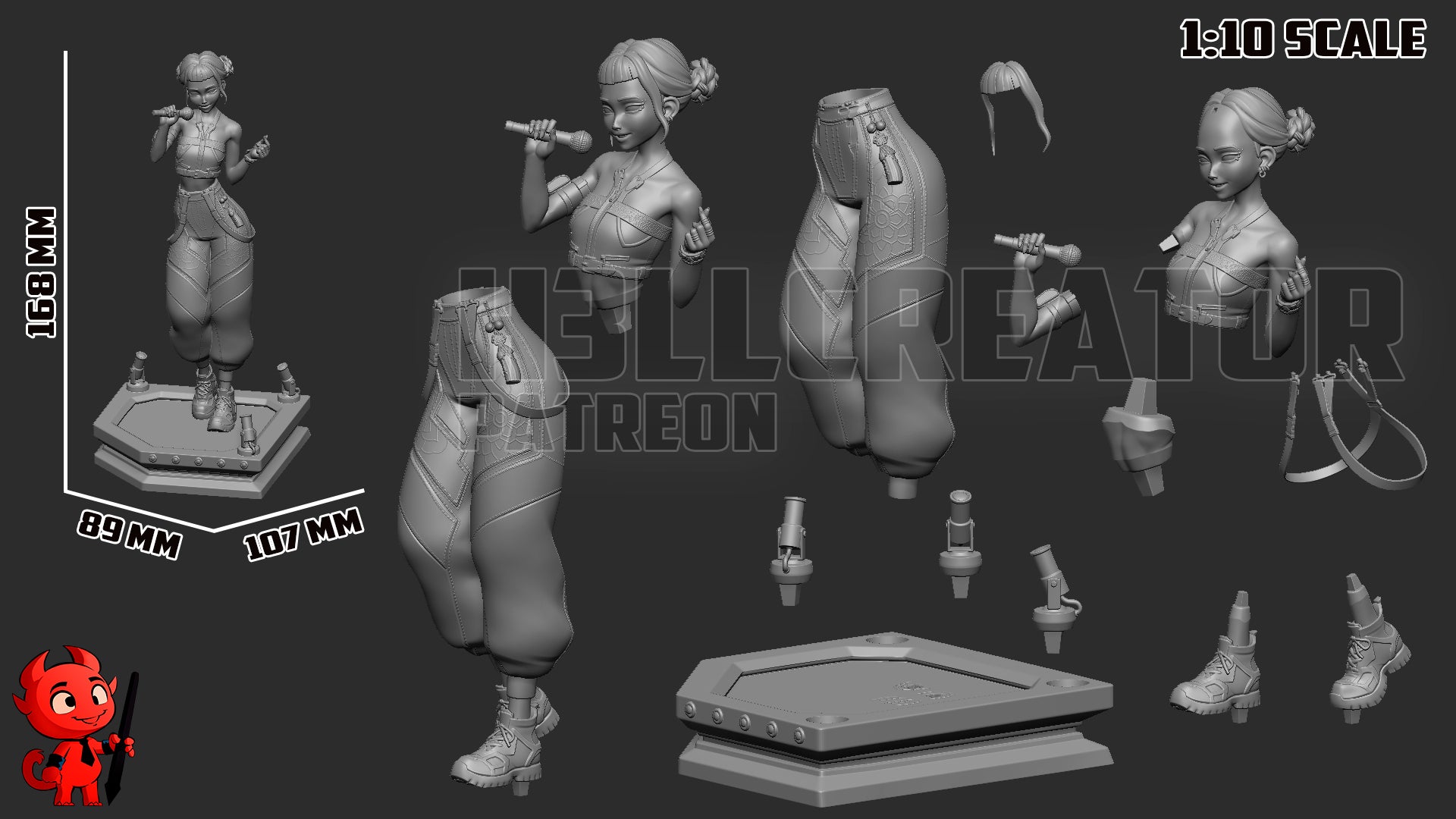 Rumi, Mira and Zoey (KPop Demon Hunters) resin figure by h3LLcreator — studio render 9