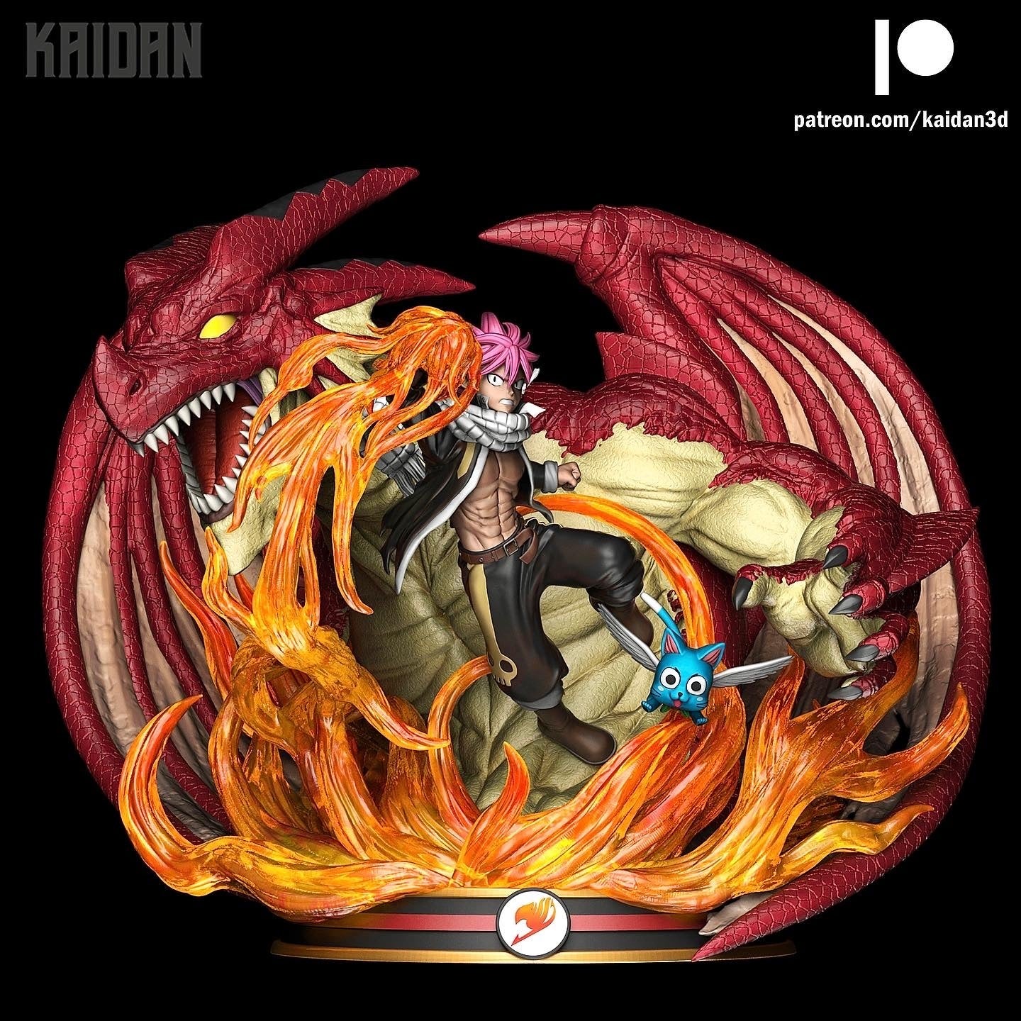 Natsu and Igneel (Fairy Tail) resin figure by Kaidan 3D — studio render 4