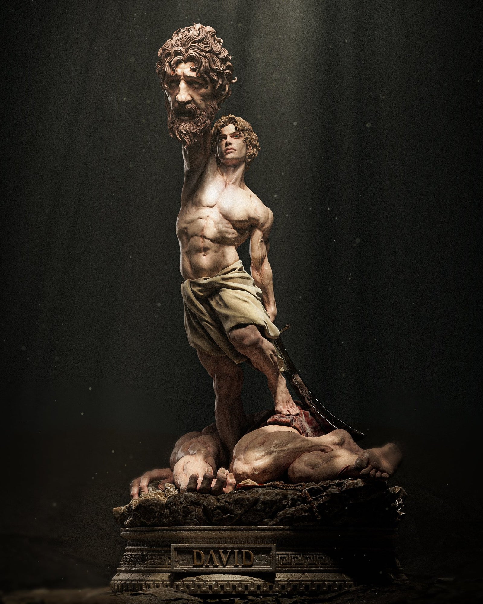 David and Goliath Biblical mythology resin figure by CA 3D Studios — studio preview 1
