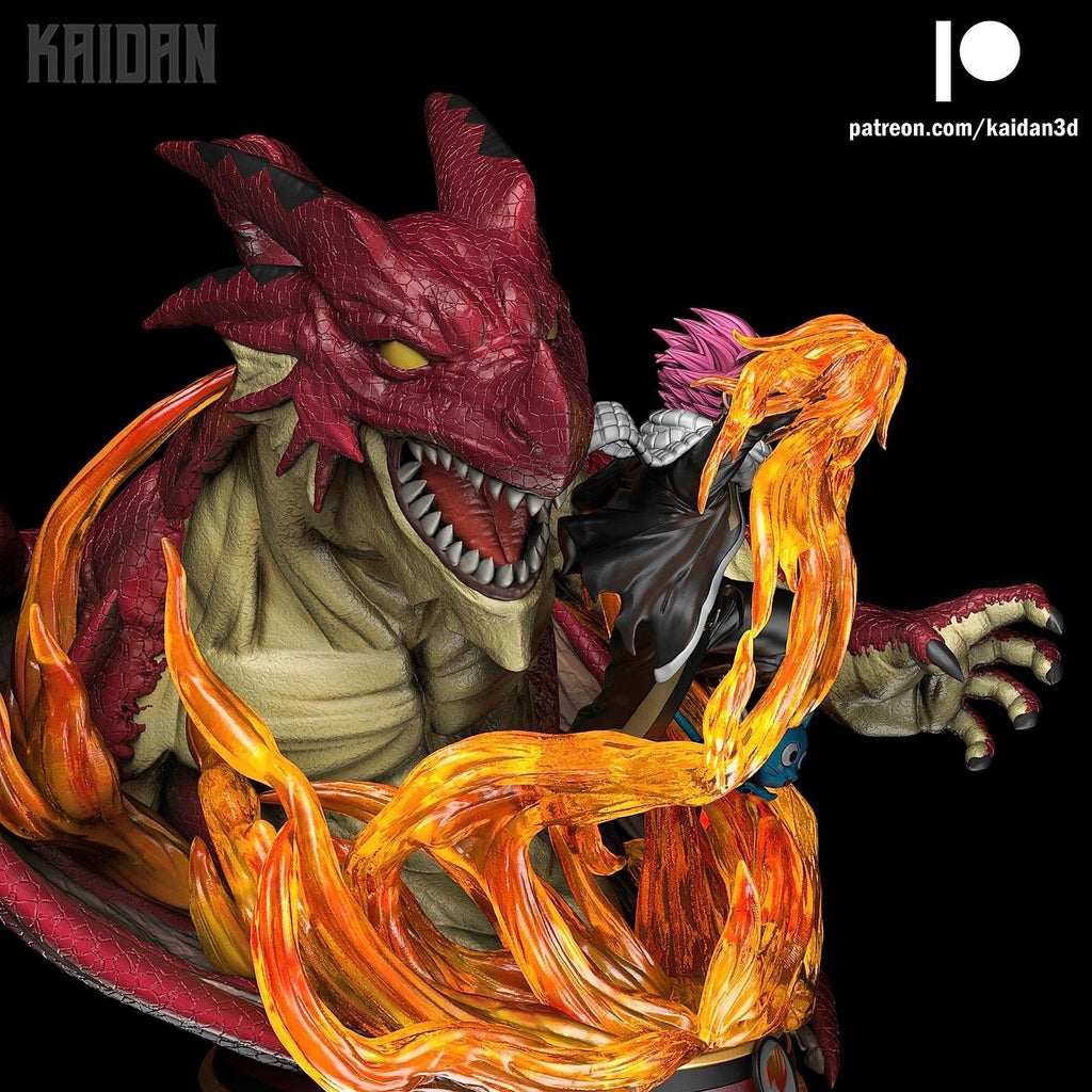 Natsu and Igneel (Fairy Tail) resin figure by Kaidan 3D — studio render 3