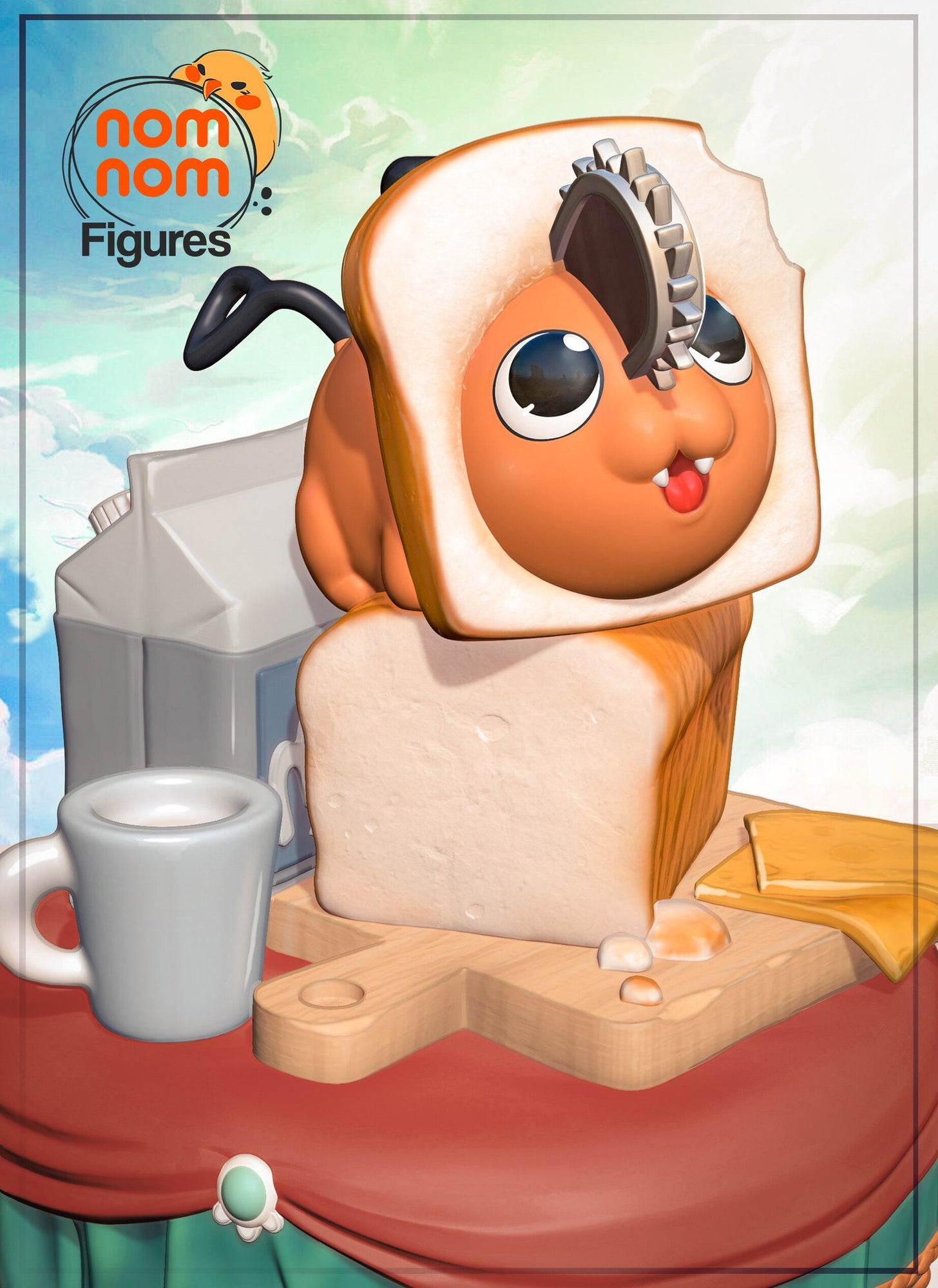 Pochita Chainsaw Man Chibi resin figure by NomNom Figures — studio preview 1