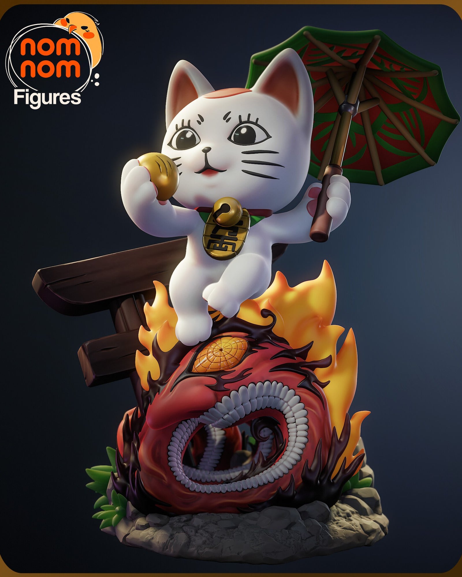 Turbo Granny Cat Dandadan Chibi resin figure by NomNom Figures — studio preview 1