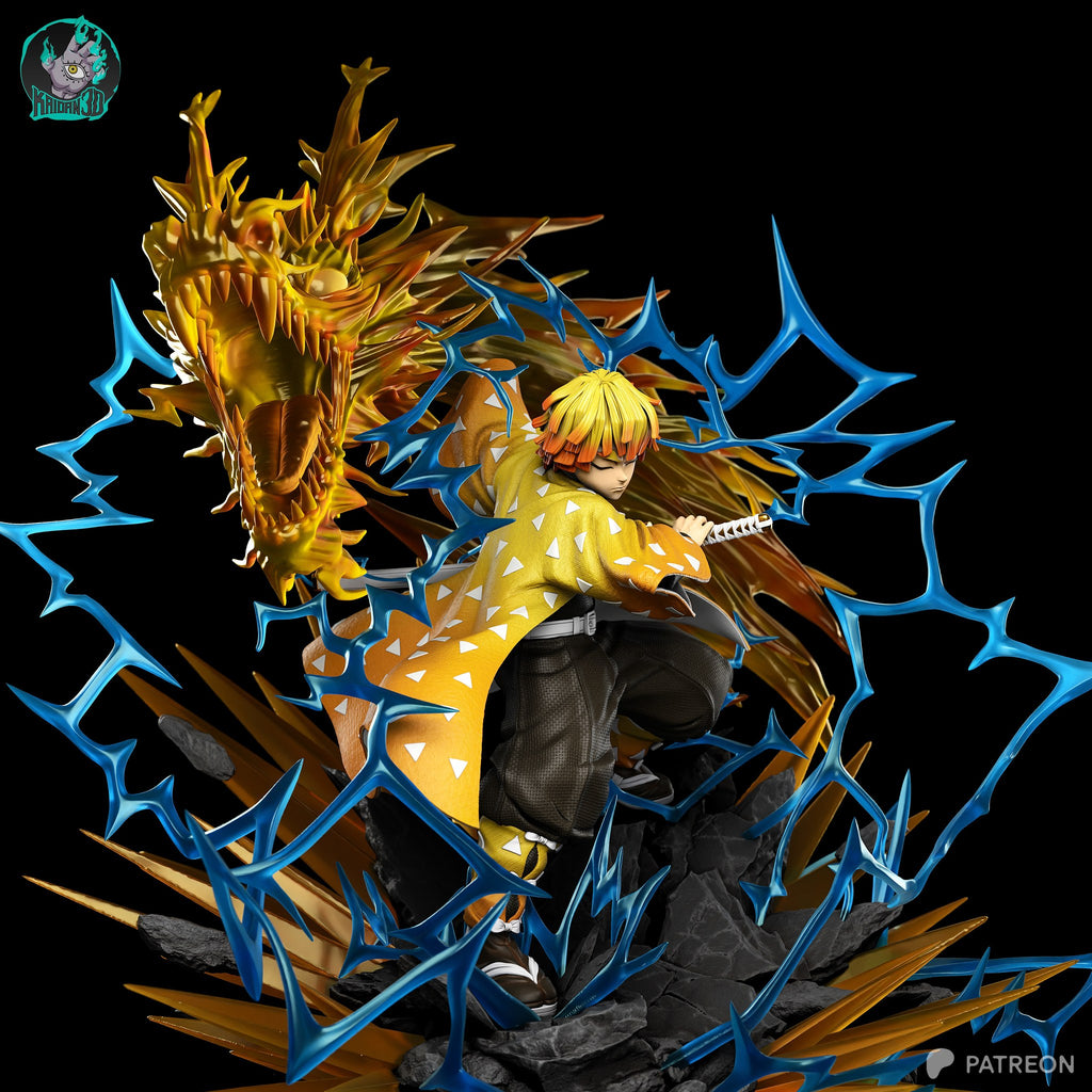 Zenitsu Agatsuma (Demon Slayer) resin figure by Kaidan 3D — studio render 2
