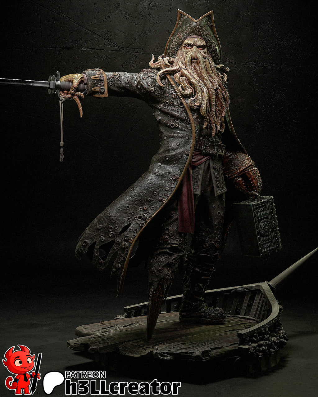 Davy Jones (Pirates of the Caribbean) resin figure by h3LLcreator — studio render 2