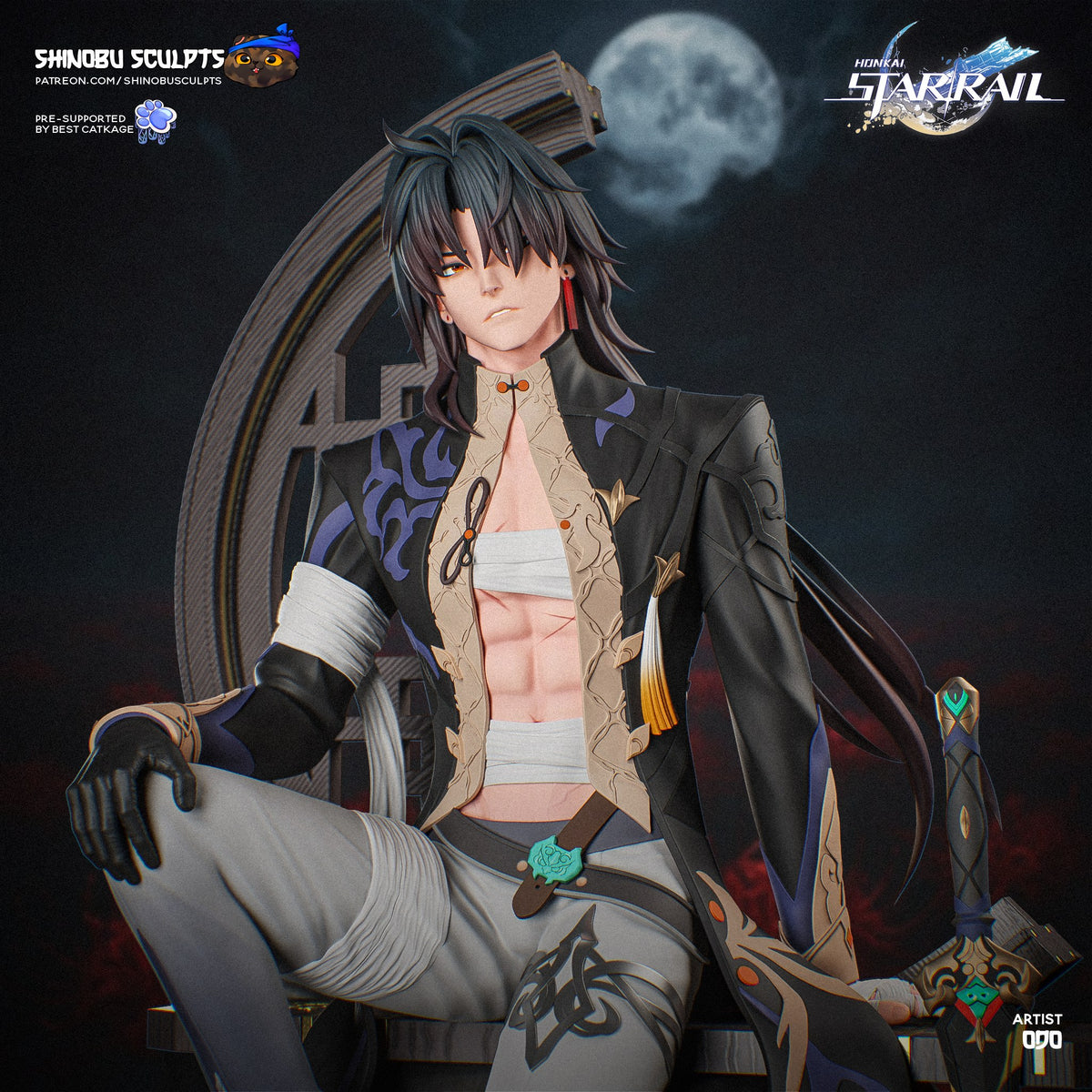 Blade (Honkai Star Rail) resin figure by Shinobu Sculpts — studio render 1