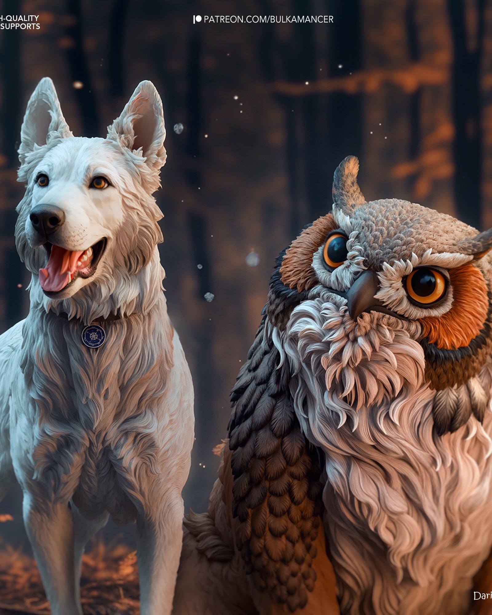 Scratch and Owlbear Cub (Baldur's Gate) resin figure by Bulkamancer — studio render 1