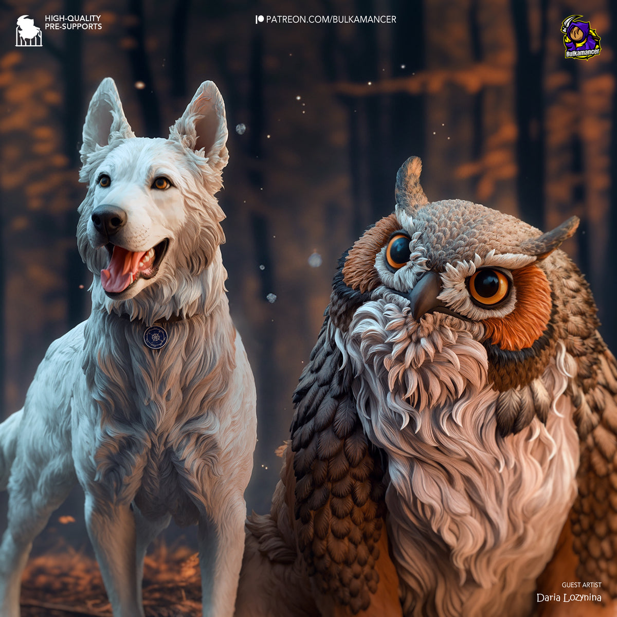 Scratch and Owlbear Cub (Baldur's Gate) resin figure by Bulkamancer — studio render 1