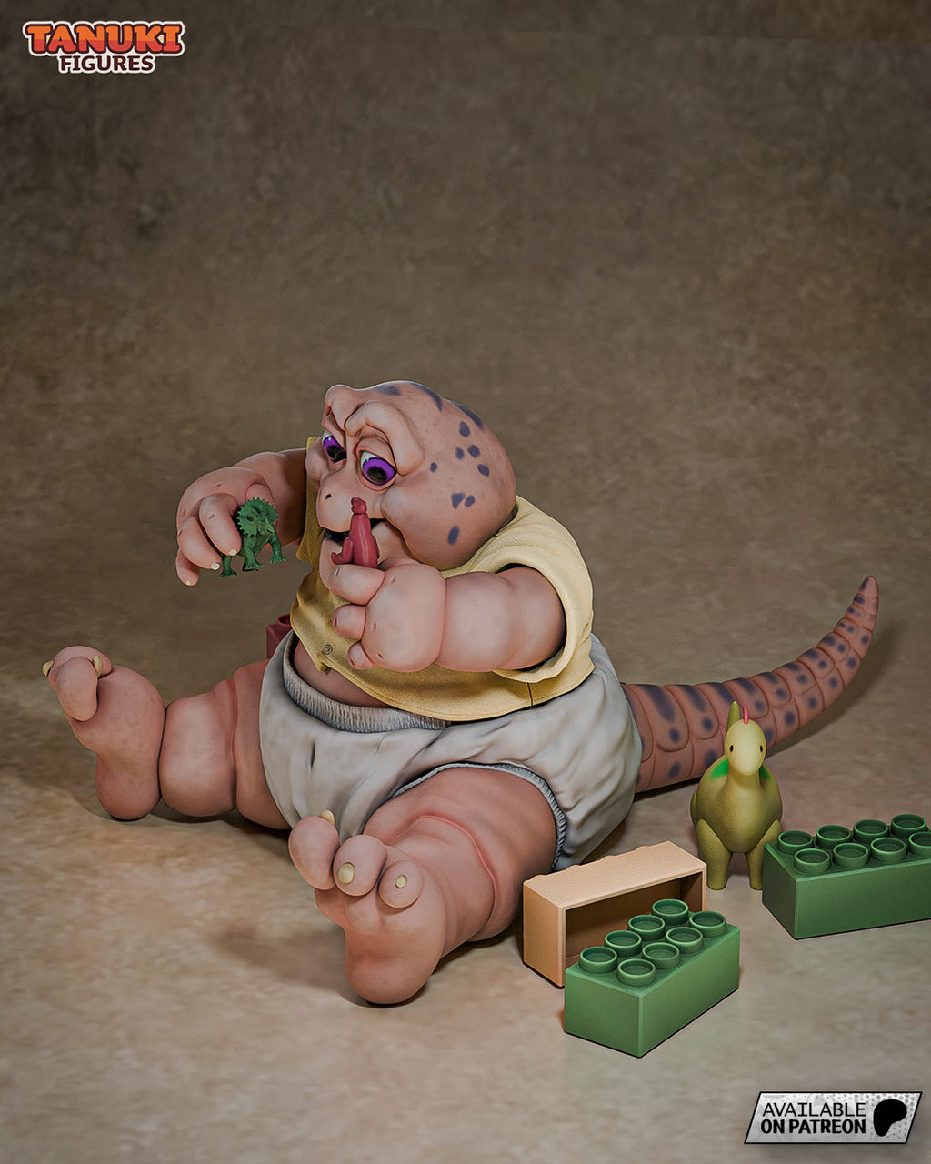 Baby Sinclair (Dinosaurs) resin figure by Tanuki Figures — studio render 5