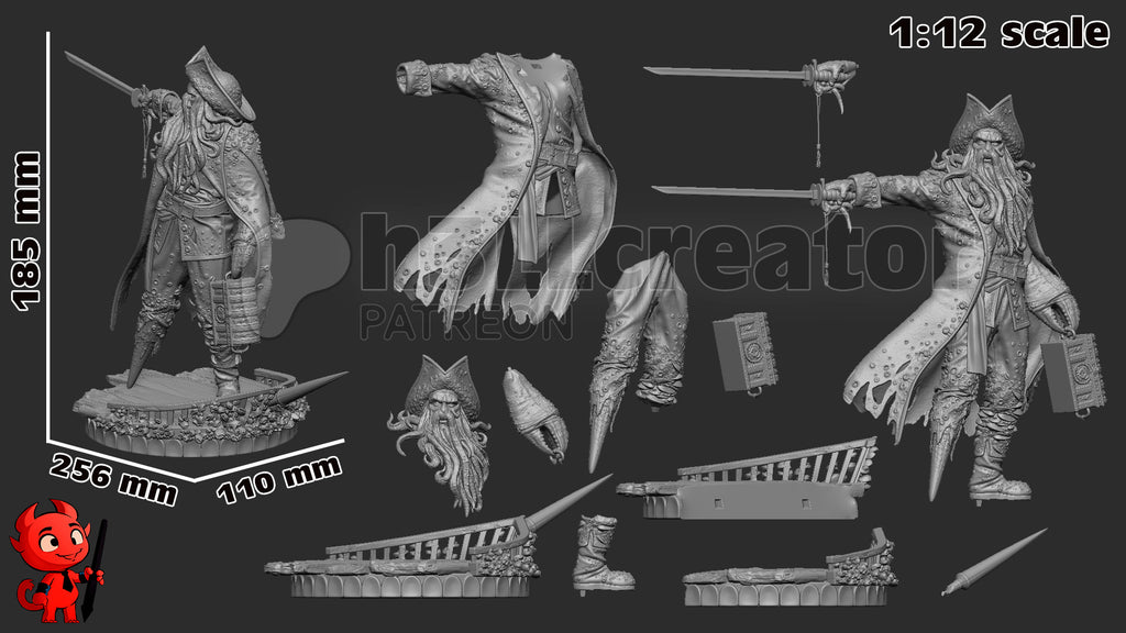 Davy Jones (Pirates of the Caribbean) resin figure by h3LLcreator — studio render 12