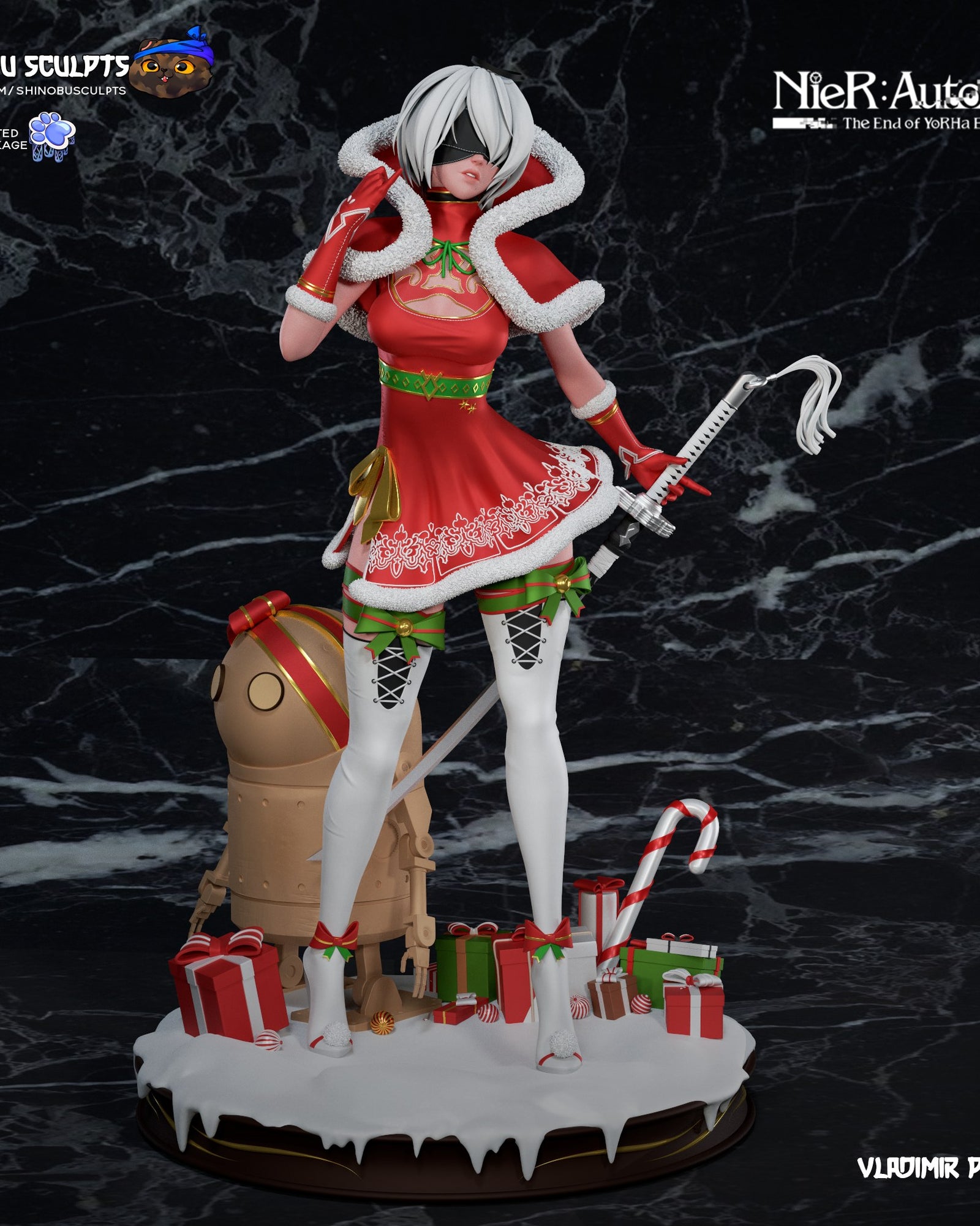 2B (NieR Automata) resin figure by Shinobu Sculpts — studio render 2