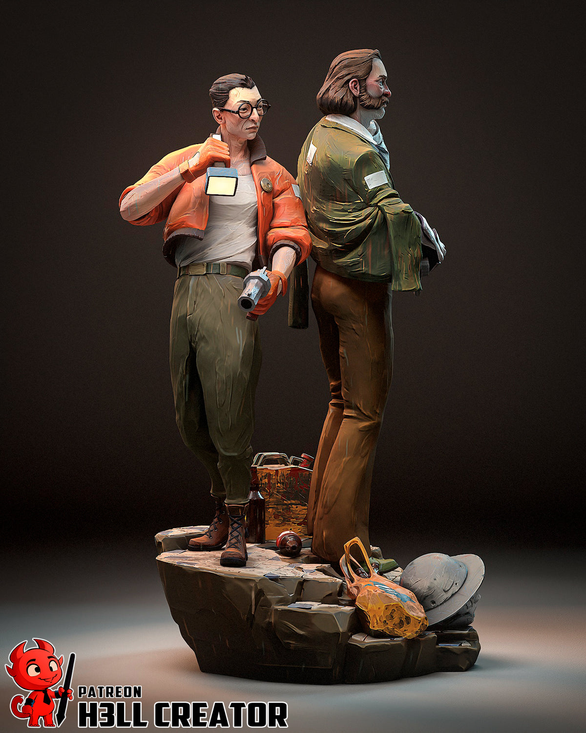 Harry and Kim (Disco Elysium) resin figure by h3LLcreator — studio render 9