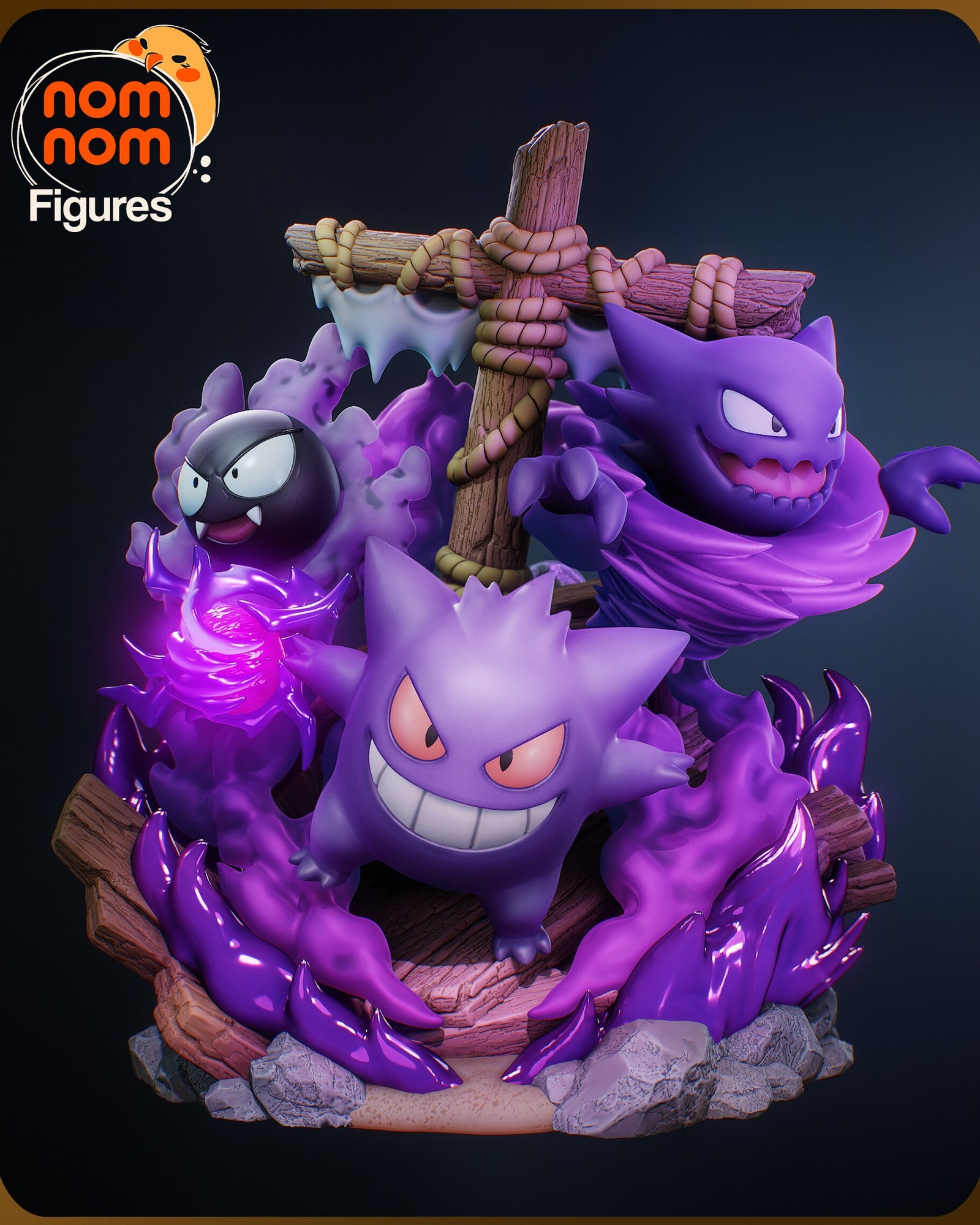 Ghost Pokemon Diorama Chibi resin figure by NomNom Figures — studio preview 1