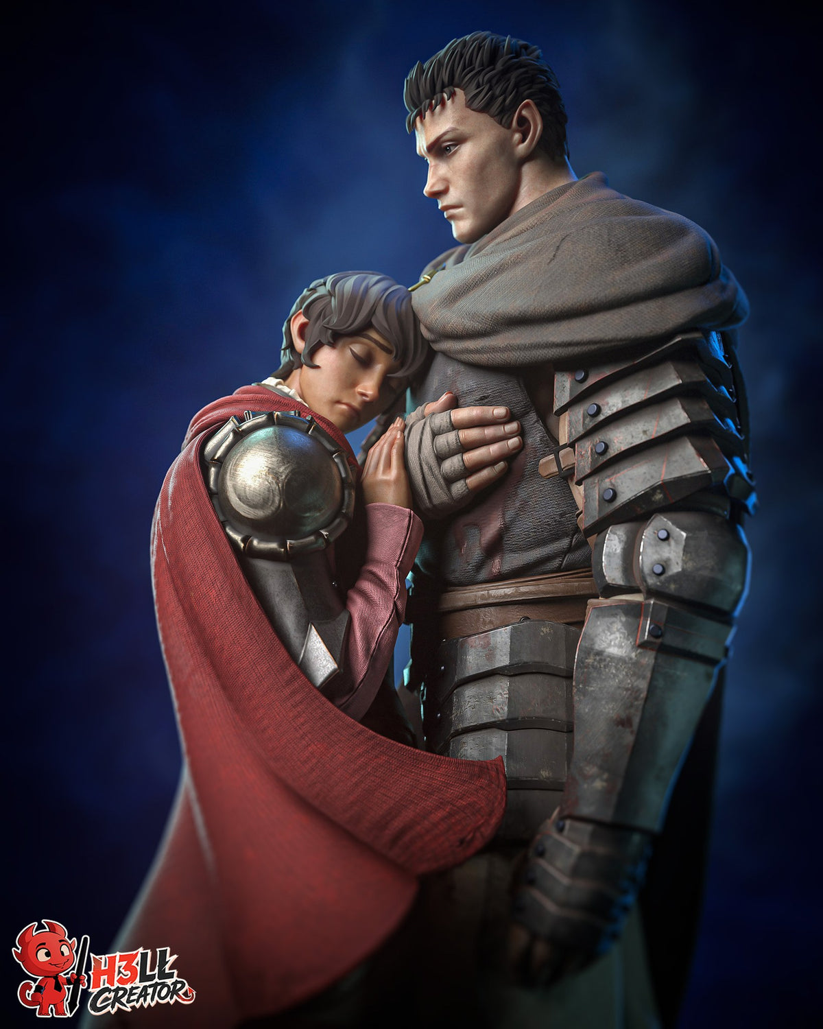 Guts and Casca (Berserk) resin figure by h3LLcreator — studio render 1