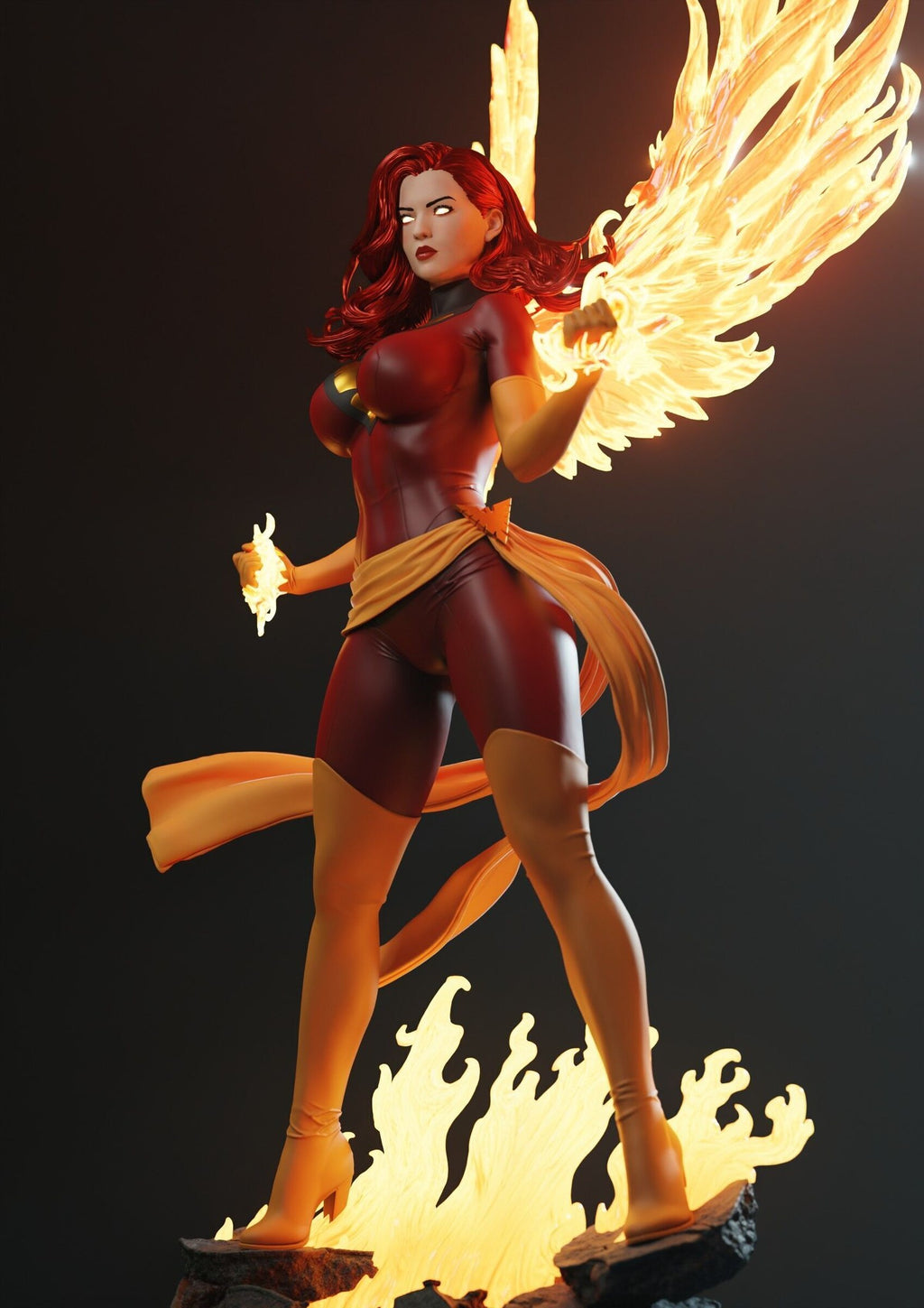 Jean Grey (Marvel) resin figure by Abe3D — studio render 12