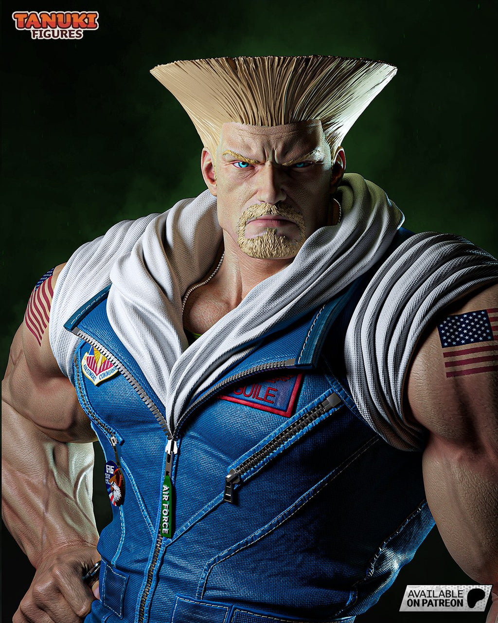 Guile (Street Fighter) resin figure by Tanuki Figures — studio render 6