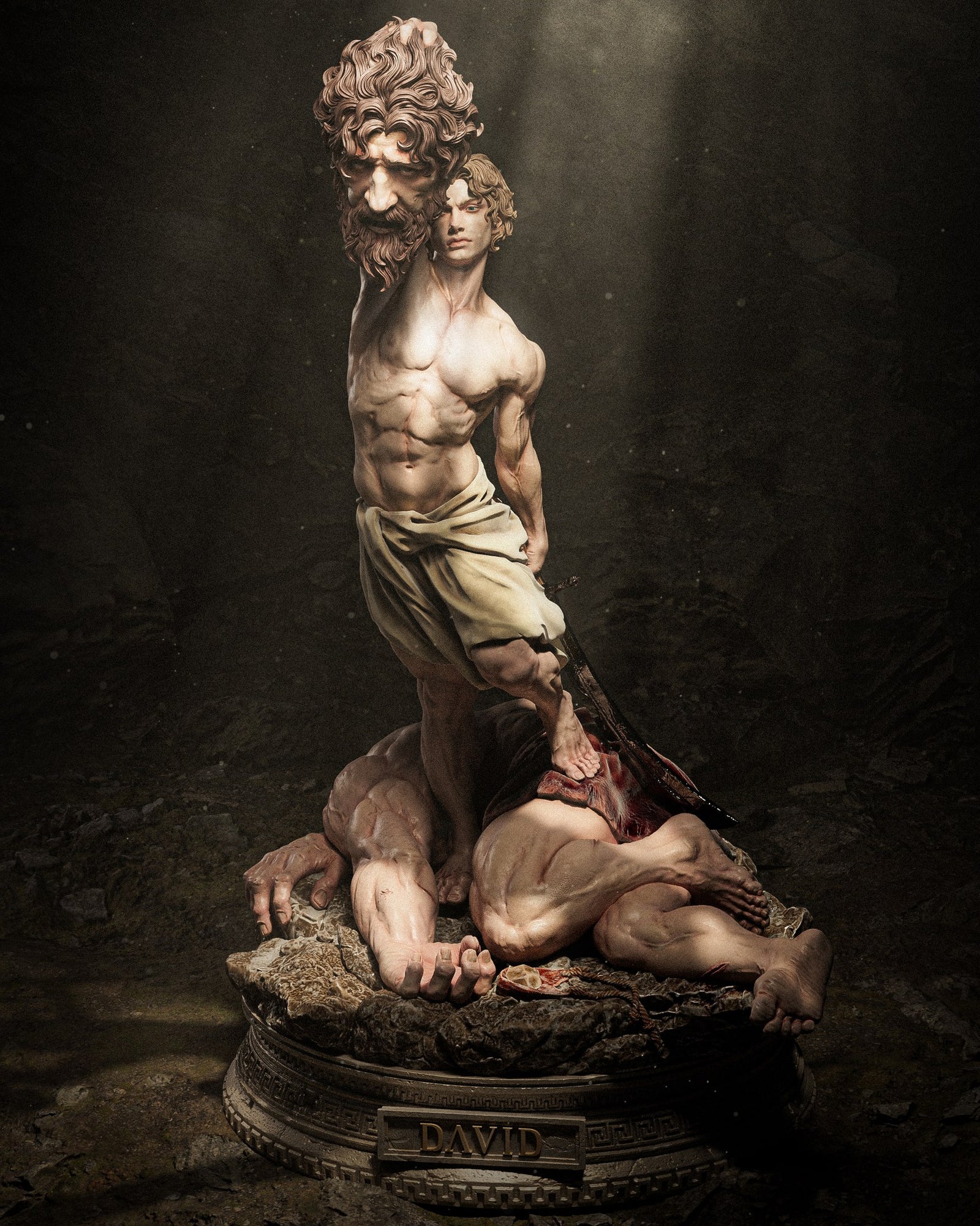 David and Goliath Biblical mythology resin figure by CA 3D Studios — studio preview 2