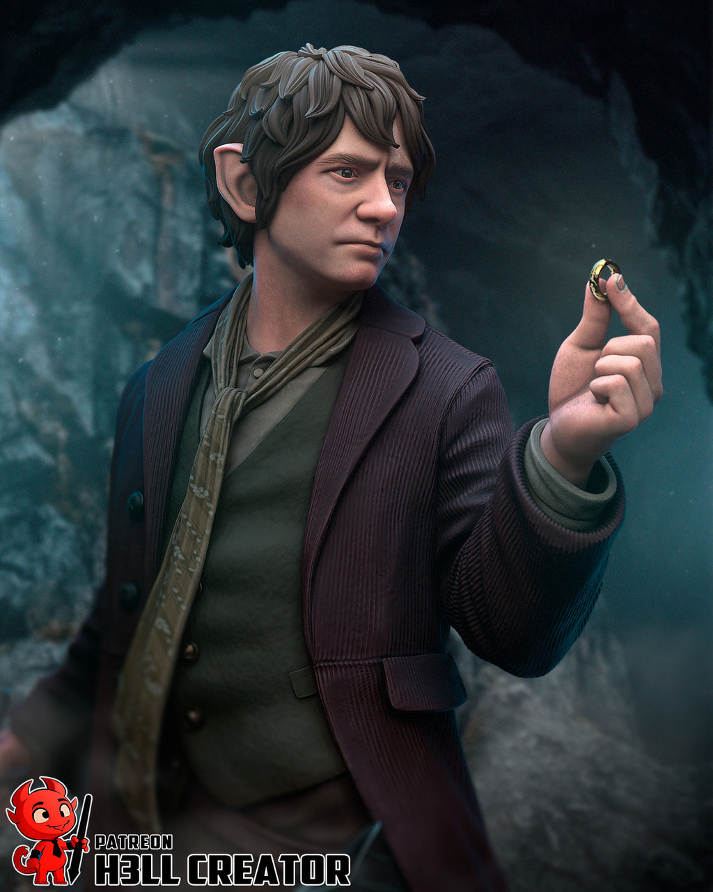 Bilbo Baggins (The Lord of the Rings) resin figure by h3LLcreator — studio render 1